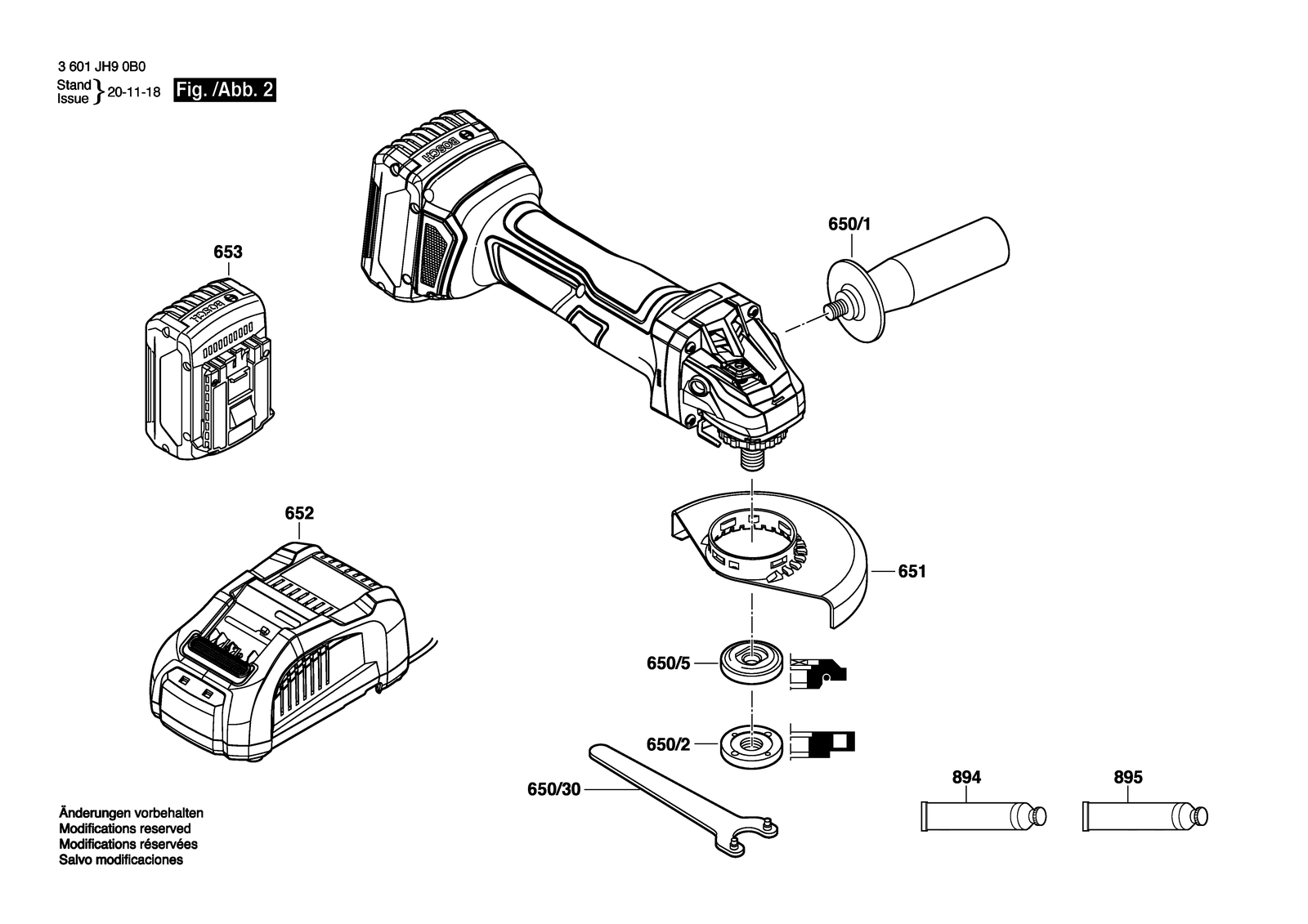 Bosch GWS 18V-7 parts diagram, sheet 2