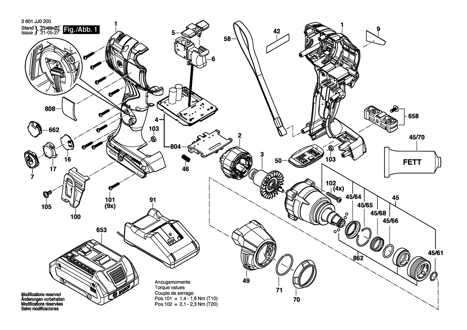 Bosch GDX 18V-210 C parts diagram, sheet 1