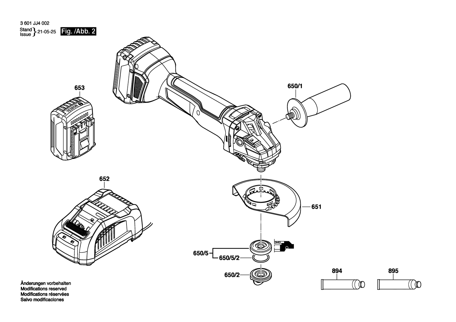 Bosch GWS 18V-10 parts diagram, sheet 2
