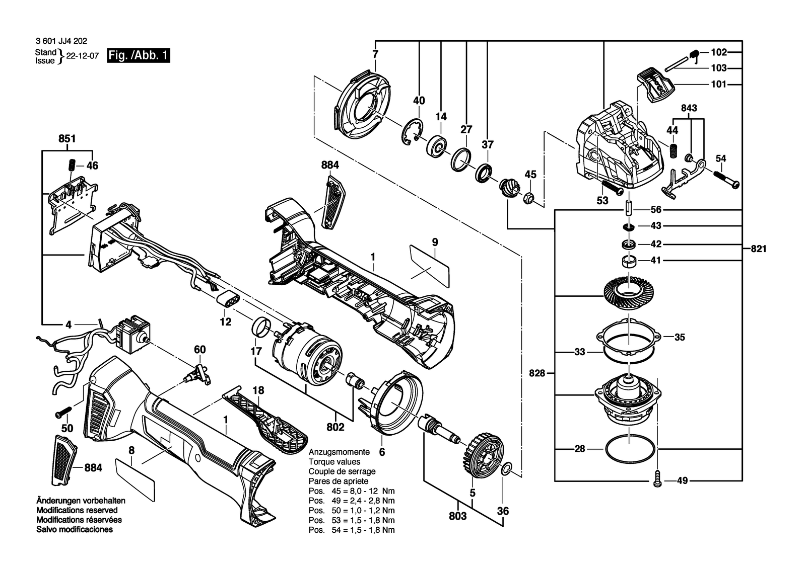 Bosch GWX 18V-10 P parts diagram, sheet 1