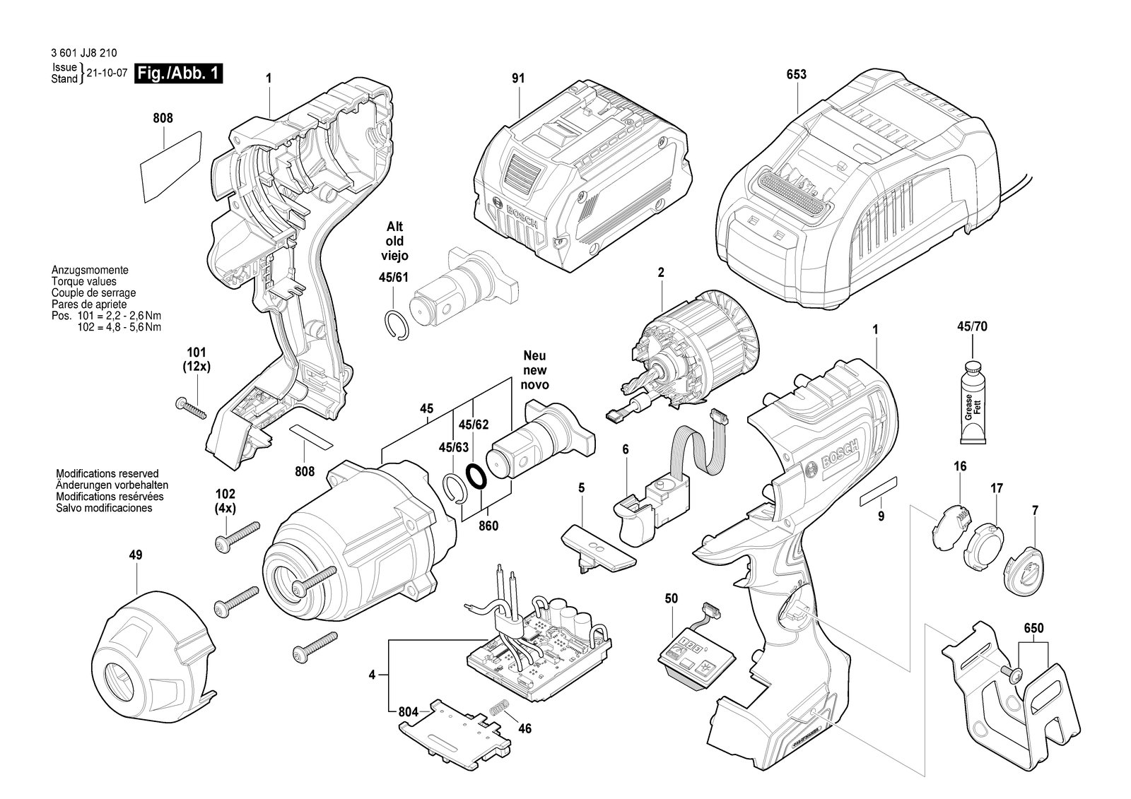 Bosch GDS 18V-770C parts diagram, sheet 1