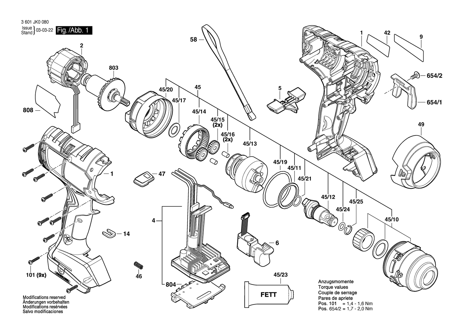 Bosch GDS 18V-400 parts diagram, sheet 1