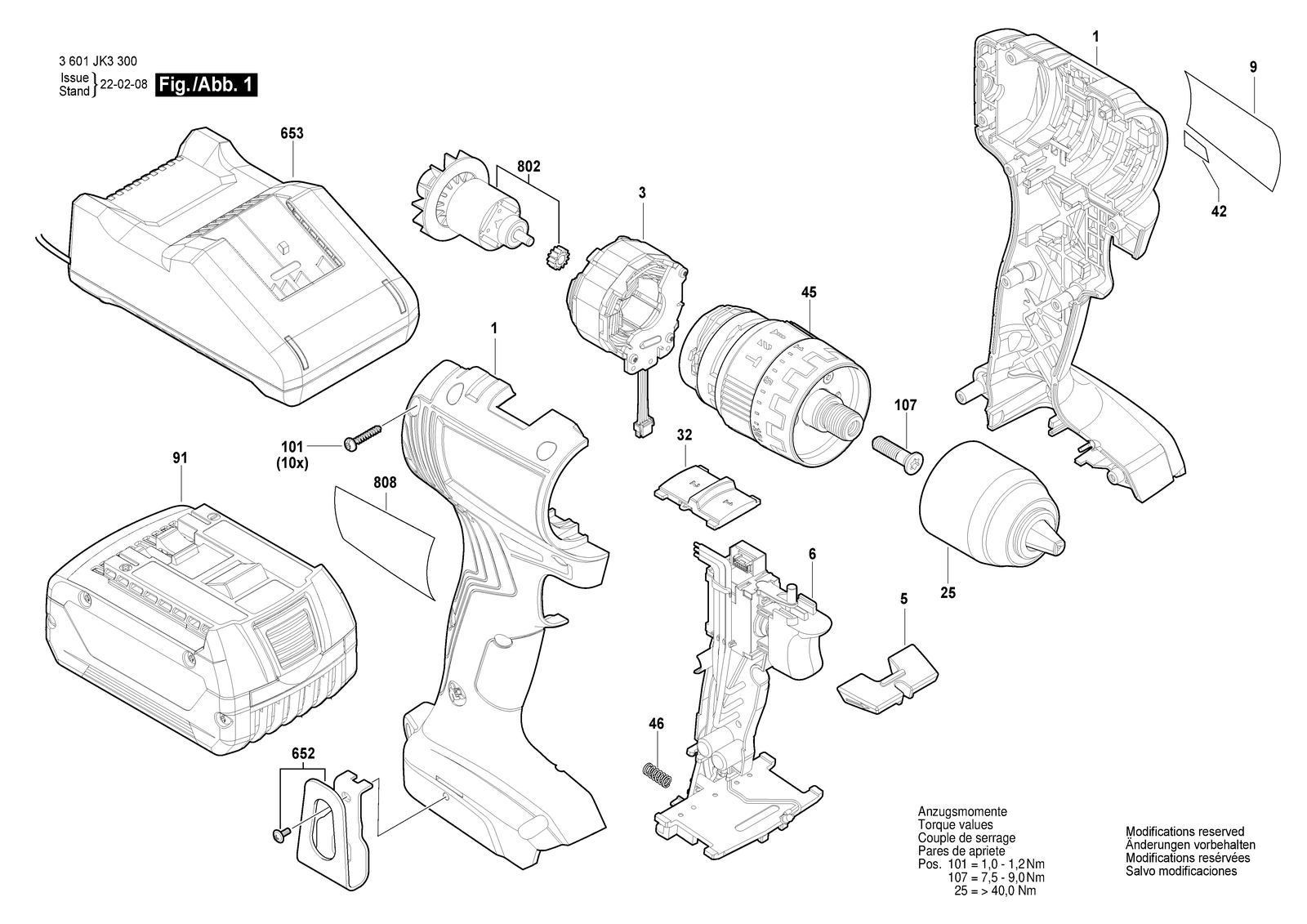 Bosch GSB 18V-45 parts diagram, sheet 1