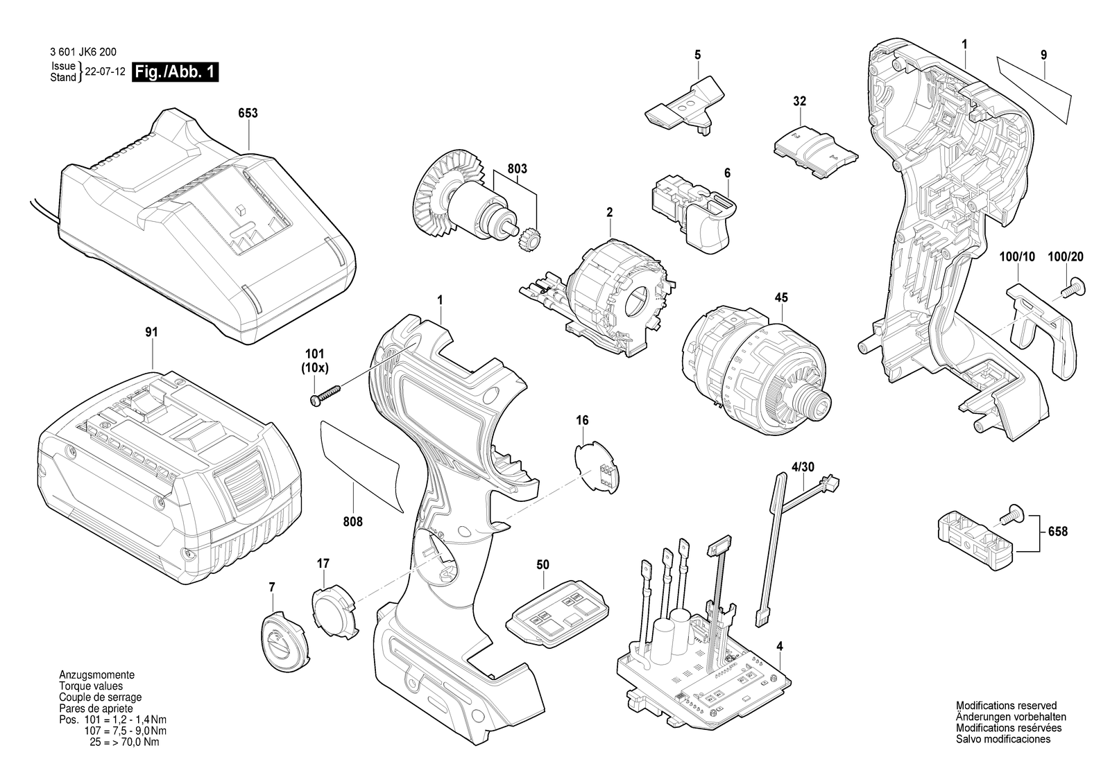 Bosch GSR 18V-90 FC parts diagram, sheet 1