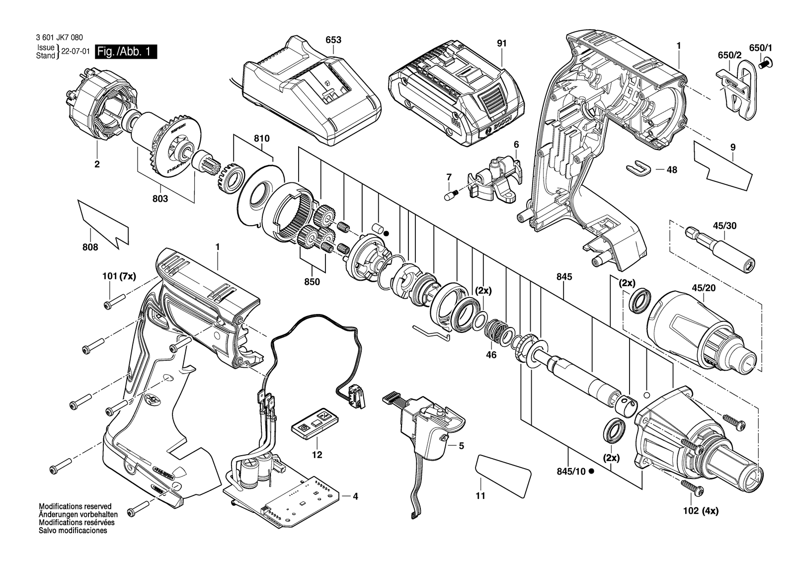 Bosch GTB 185-LI parts diagram, sheet 1