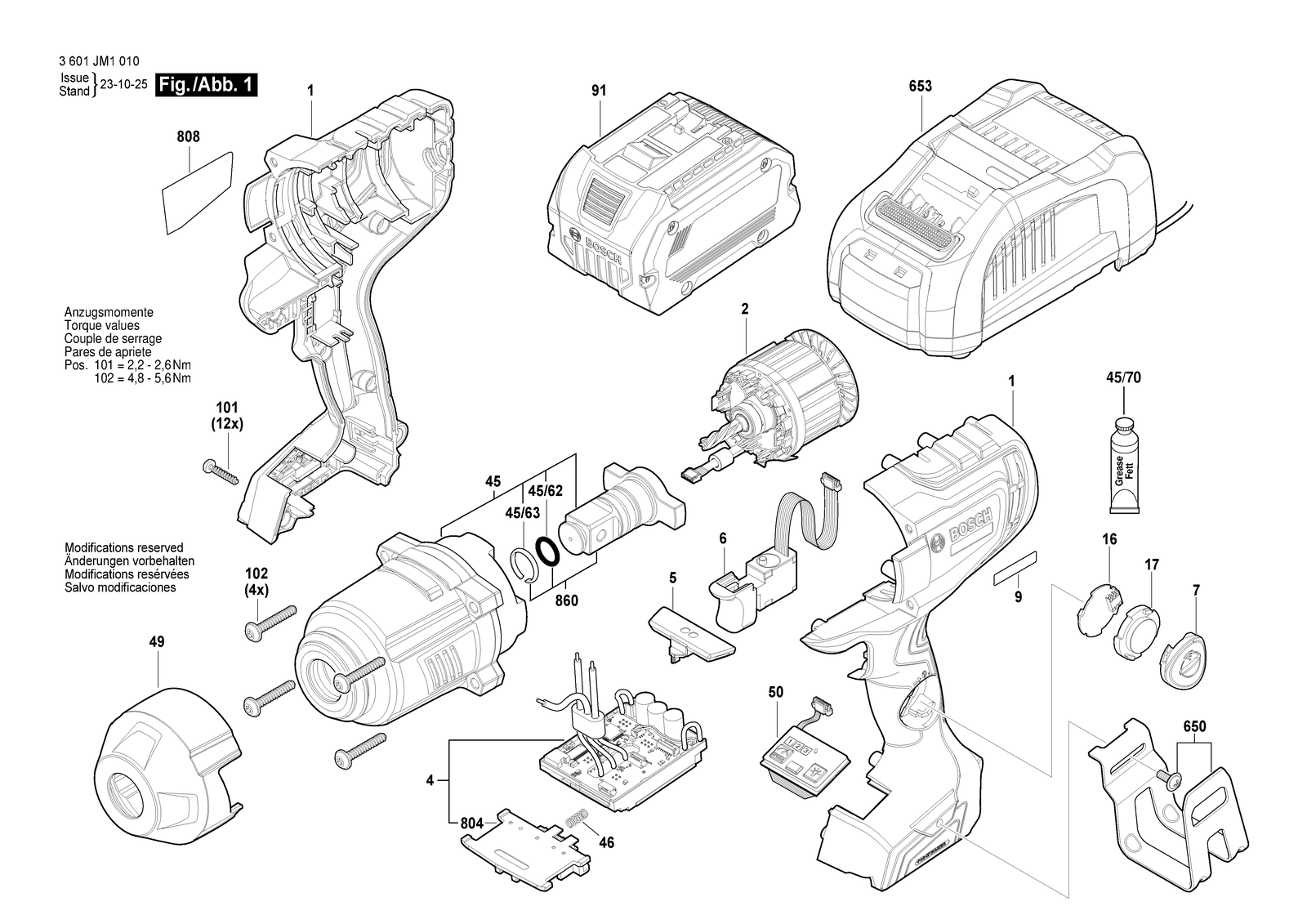 Bosch GDS 18V-1180 C parts diagram, sheet 1