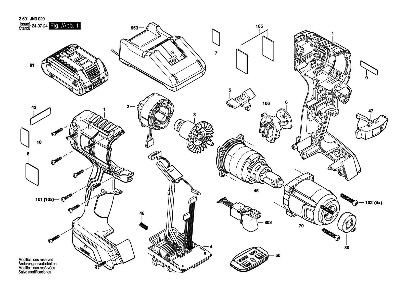 Bosch IDS 18V-200T parts diagram, sheet 1