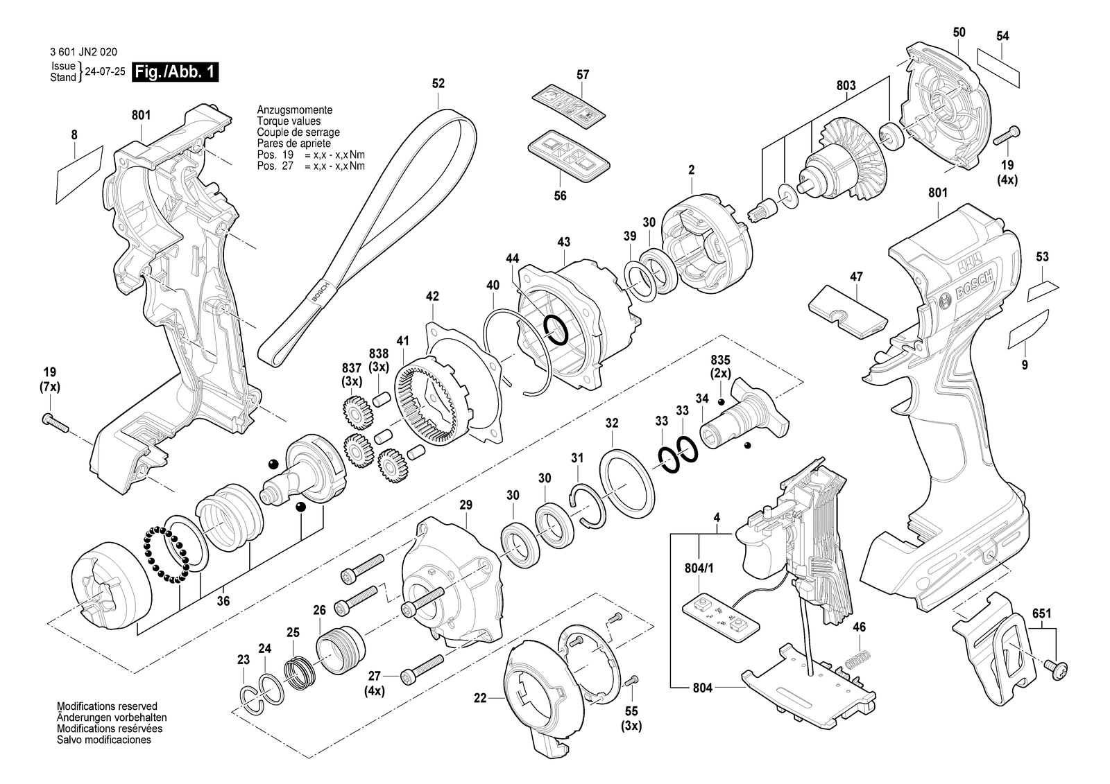 Bosch GDR 18V-215 parts diagram, sheet 1