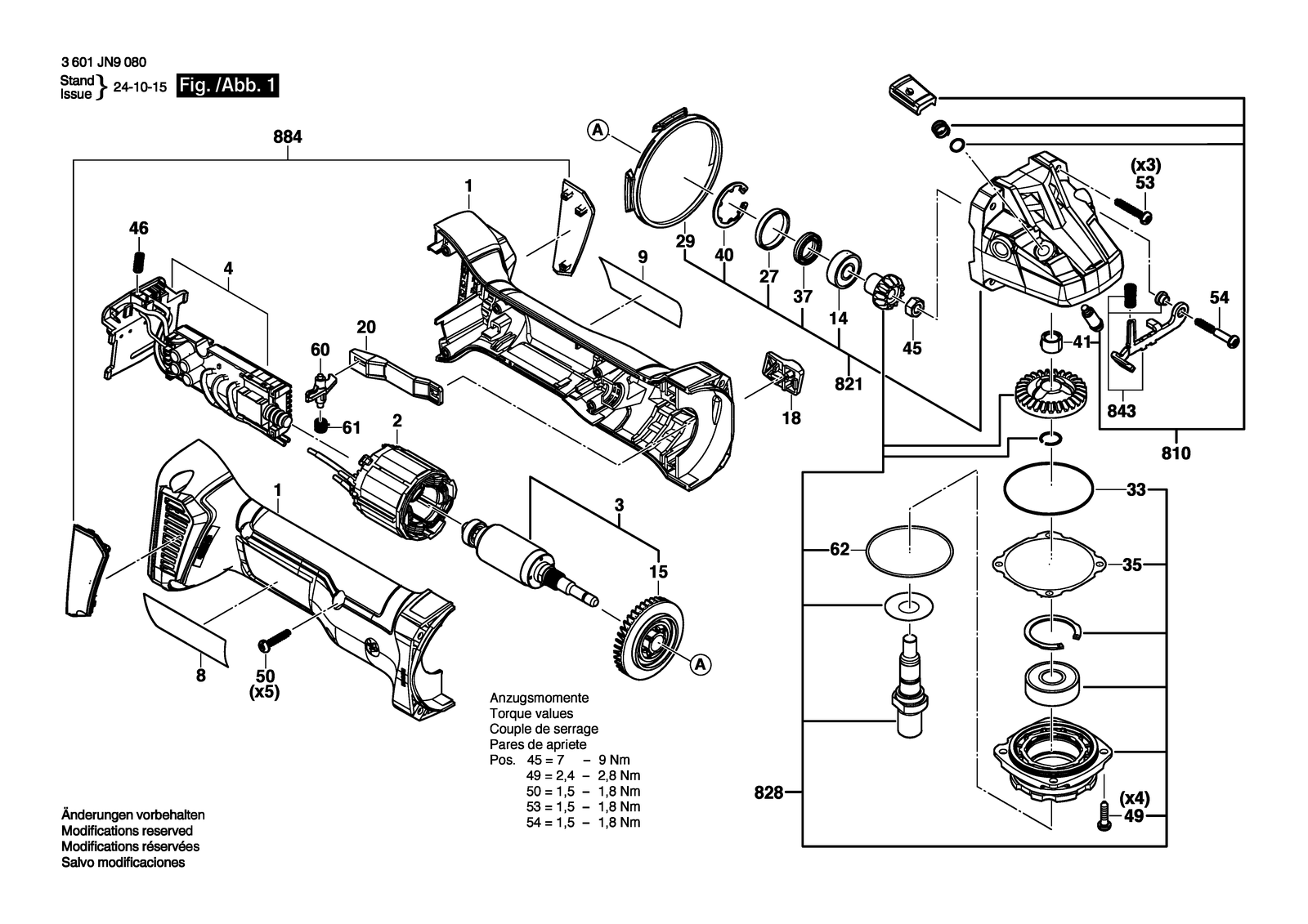 Bosch GWS 18V-8 parts diagram, sheet 1