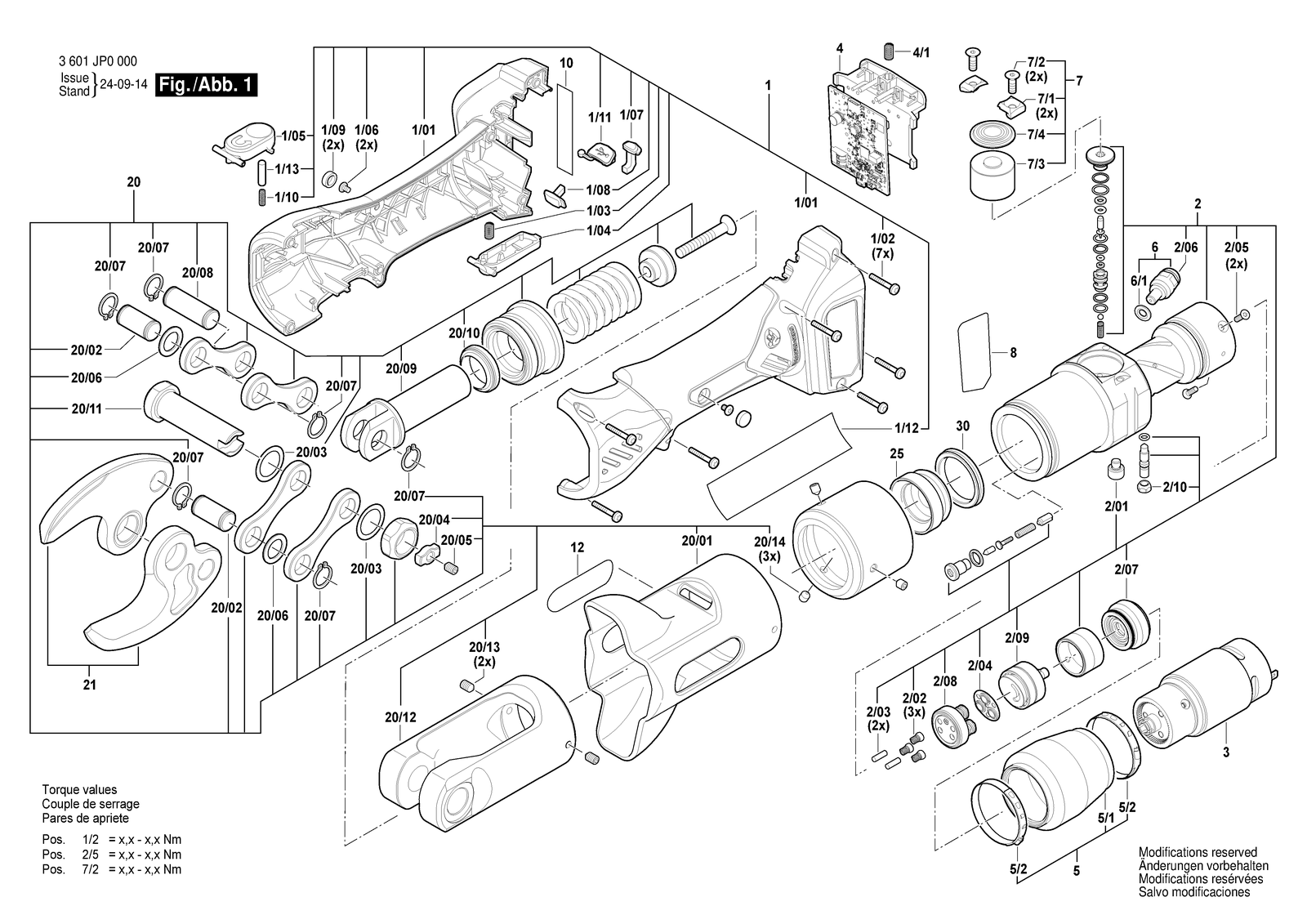 Bosch GKH 18V-50 parts diagram, sheet 1