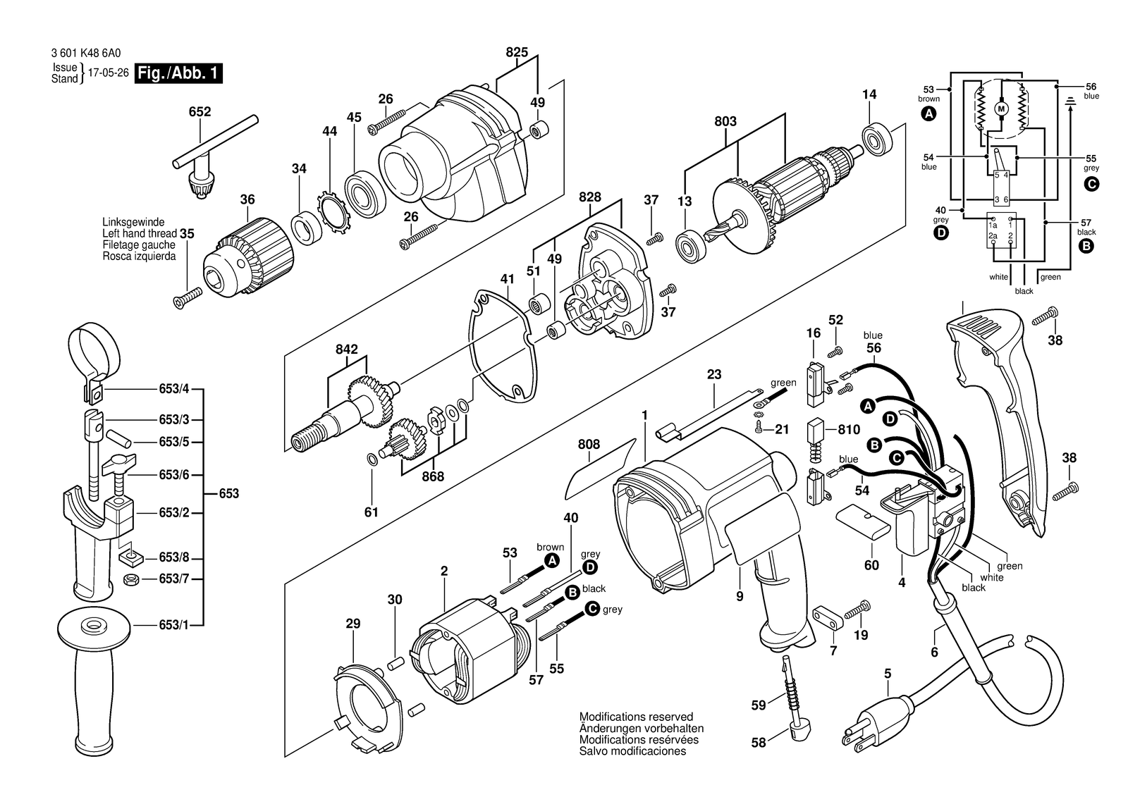 Bosch 1033 VSR parts diagram, sheet 1