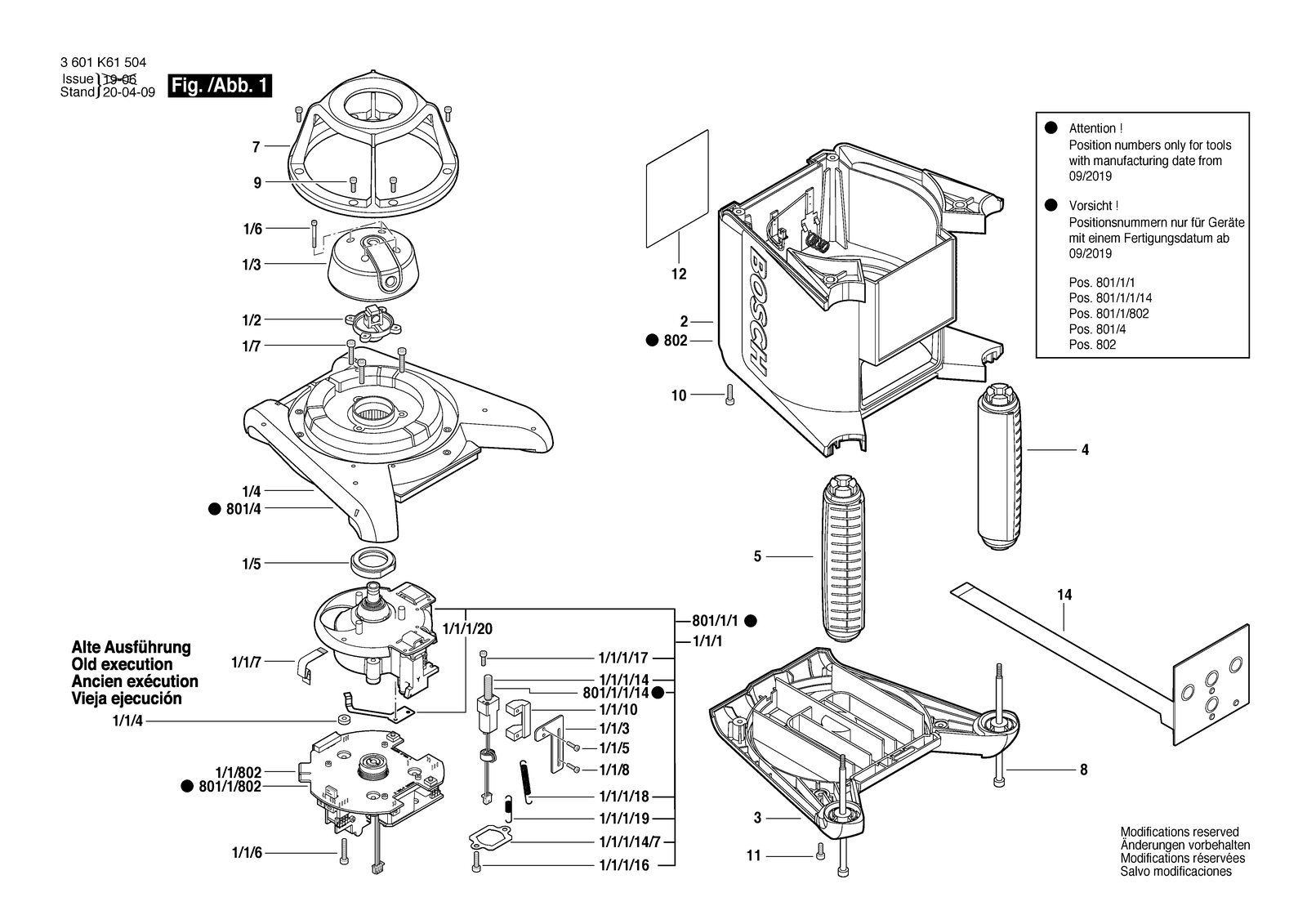 Bosch GRL 300 HV parts diagram, sheet 1