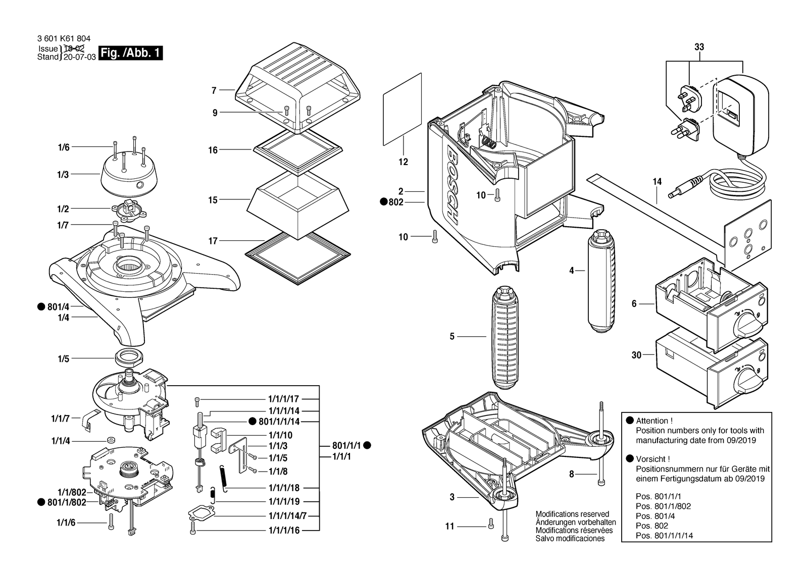 Bosch GRL 400 H parts diagram, sheet 1