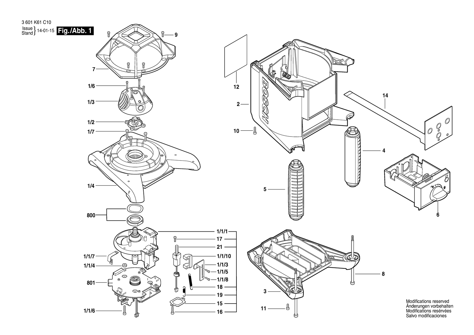 Bosch GRL 240 HVCK parts diagram, sheet 1