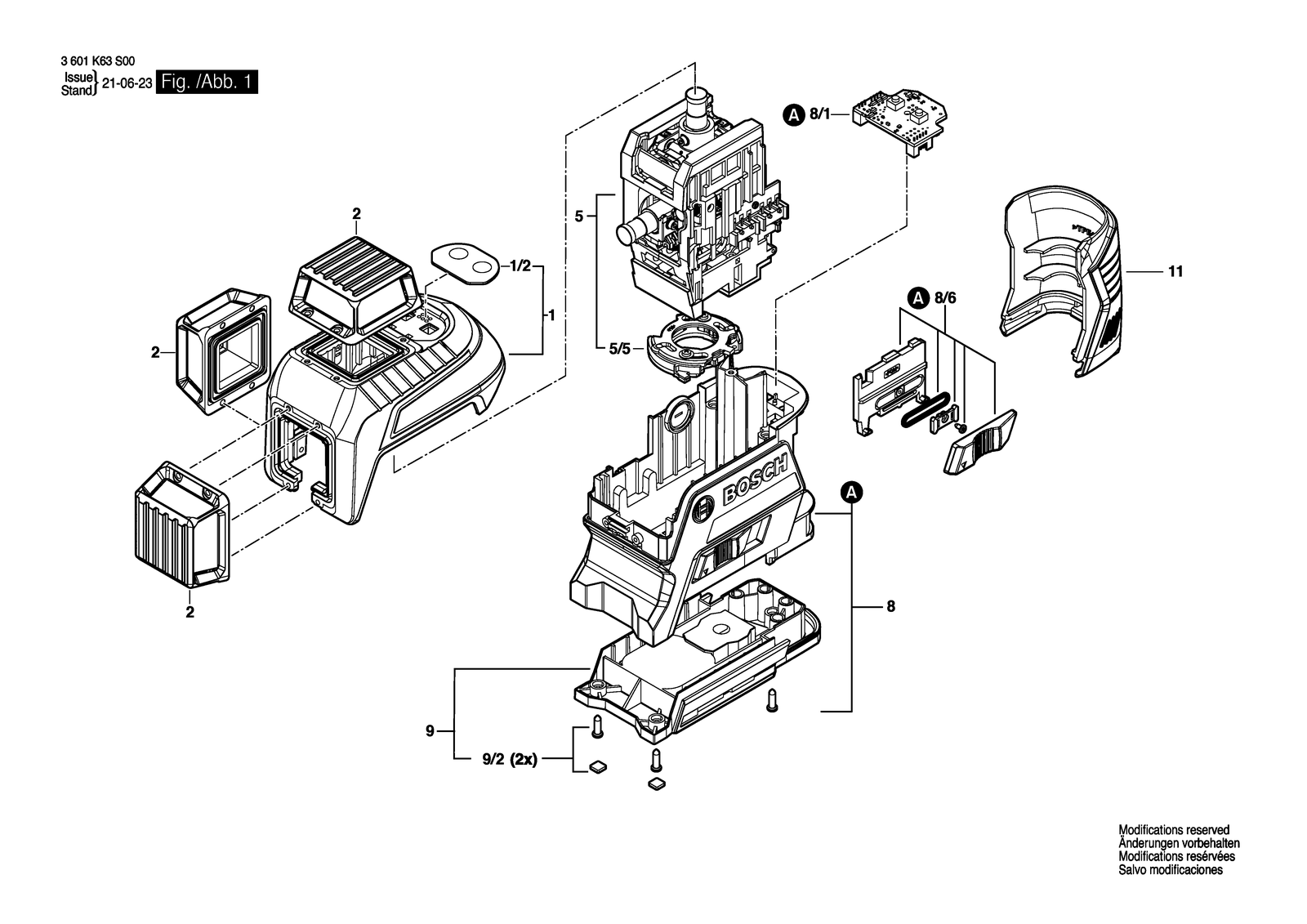 Bosch GLL 3-300 parts diagram, sheet 1
