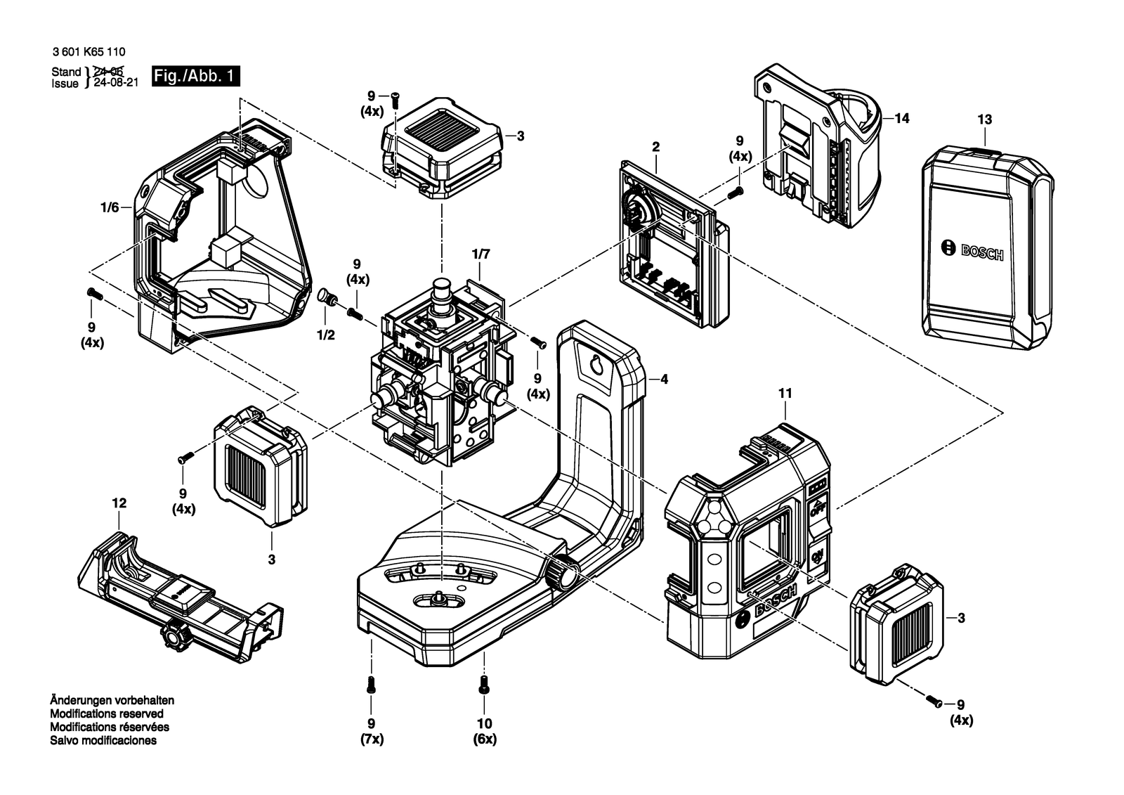 Bosch GLL330-80CG parts diagram, sheet 1
