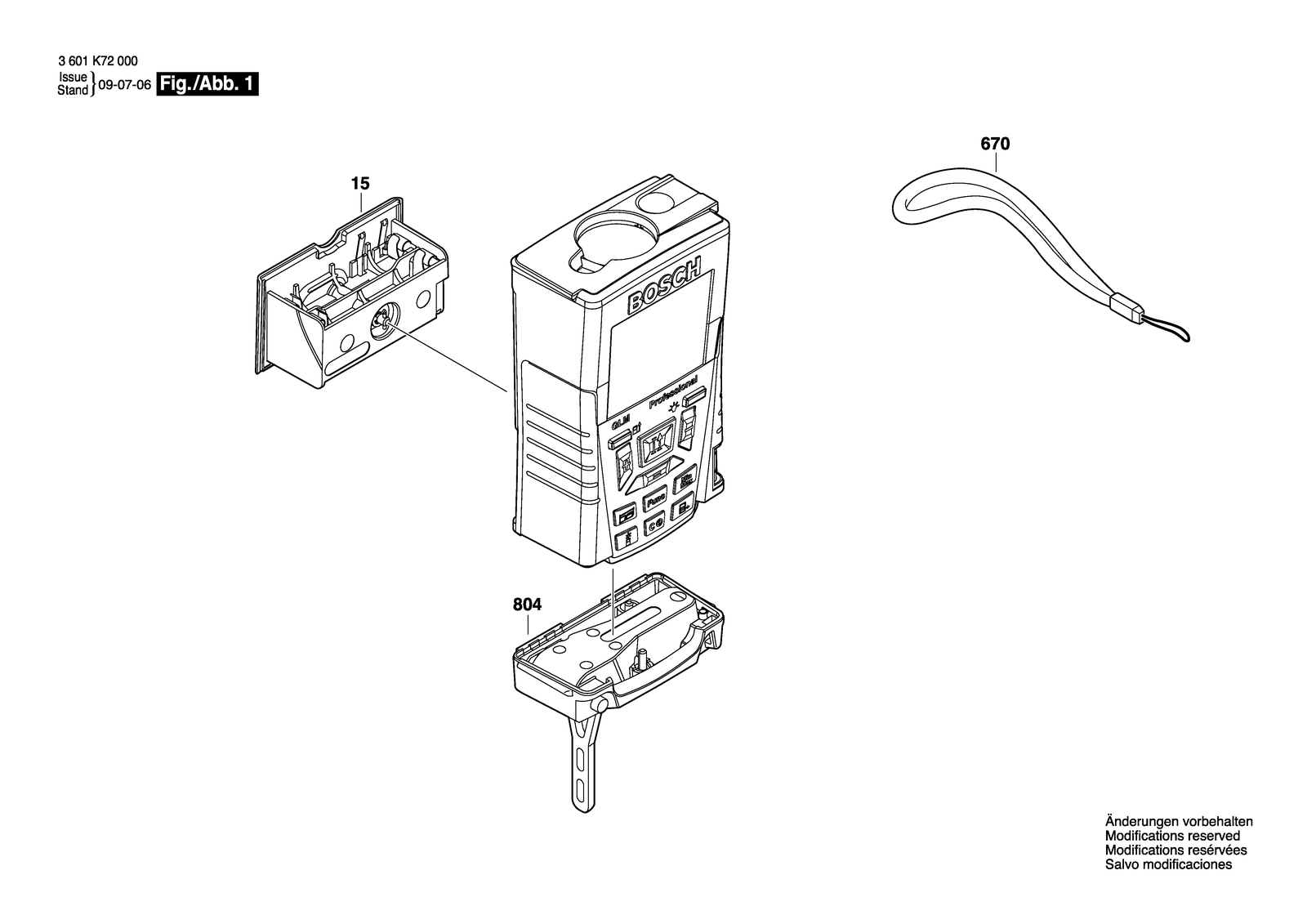 Bosch GLM 150 parts diagram, sheet 1