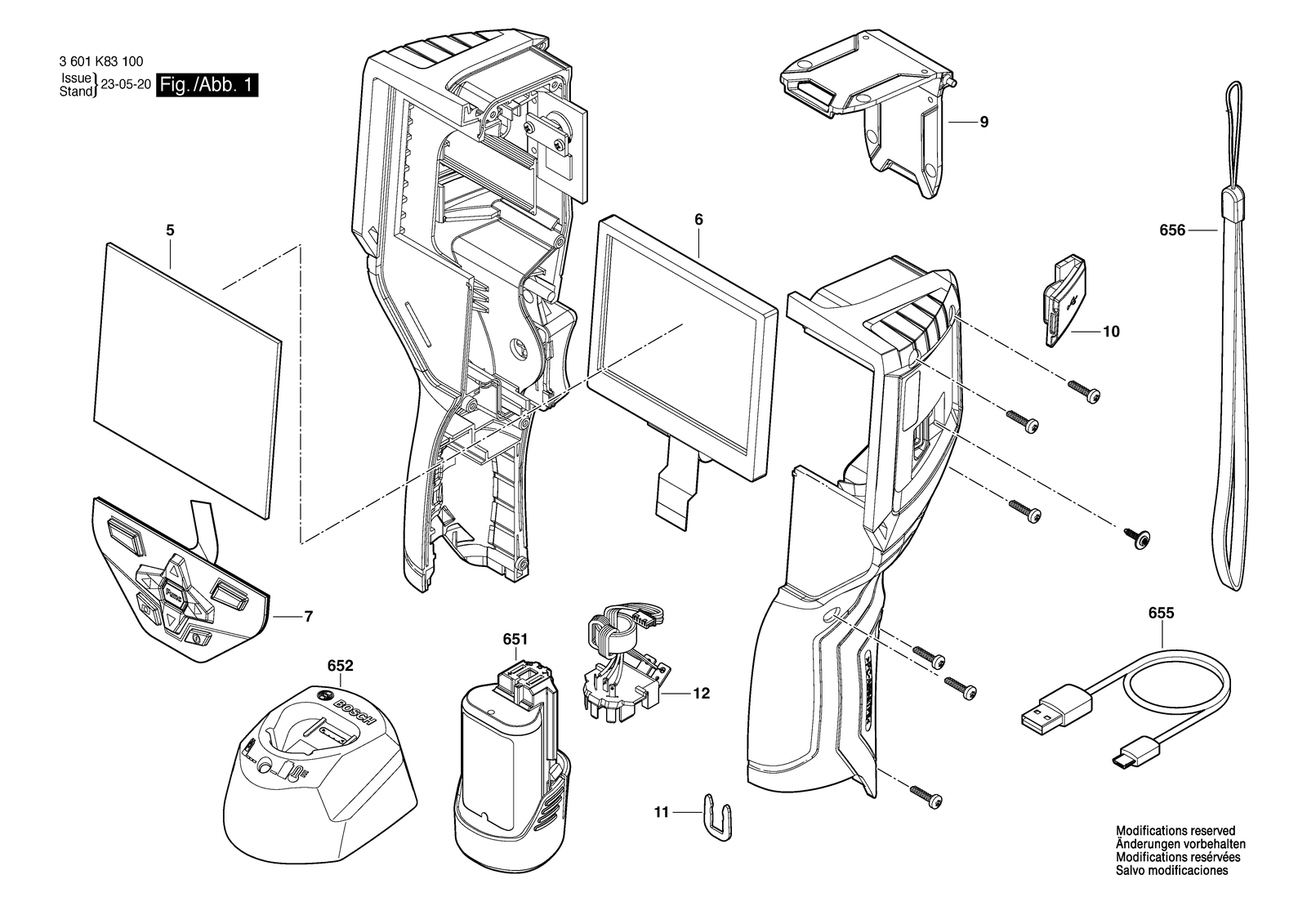 Bosch GTC 400 C parts diagram, sheet 1