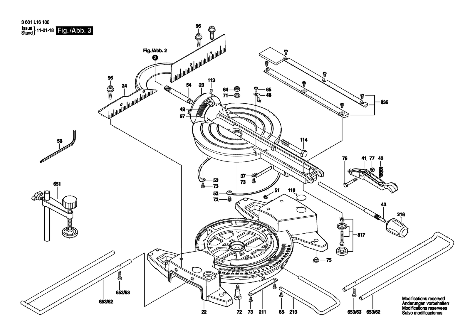 Bosch GCM 800 S parts diagram, sheet 3