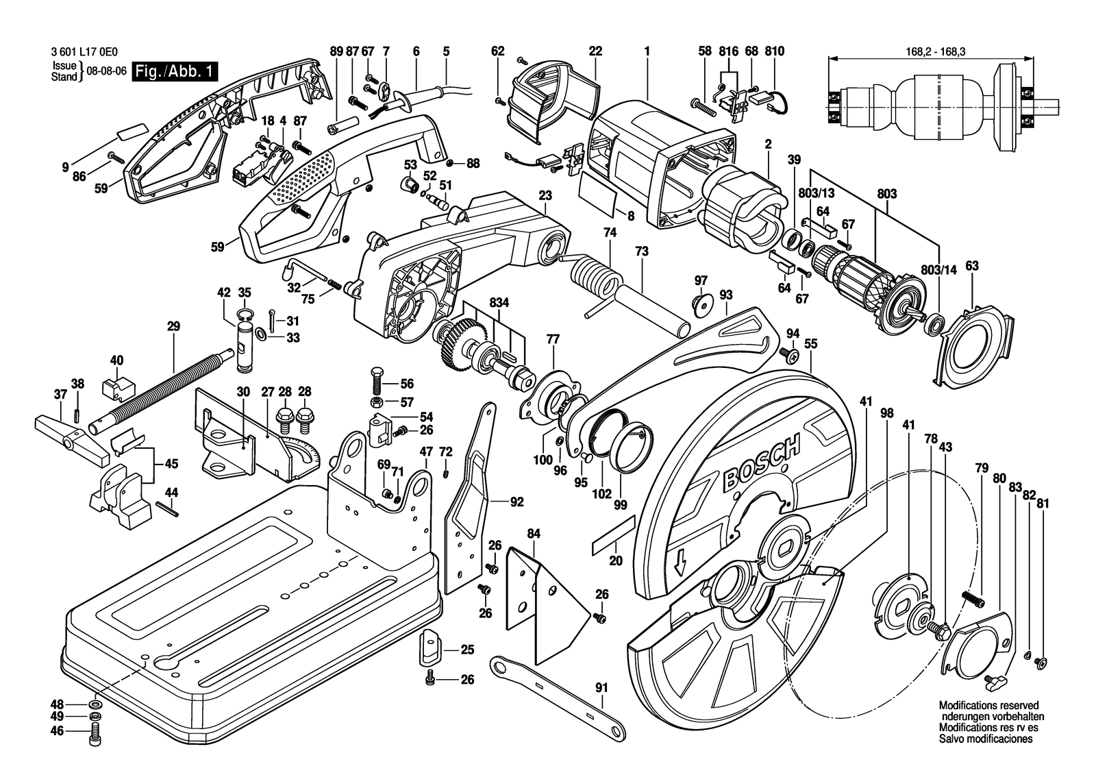 Bosch GCO 2000 parts diagram, sheet 1