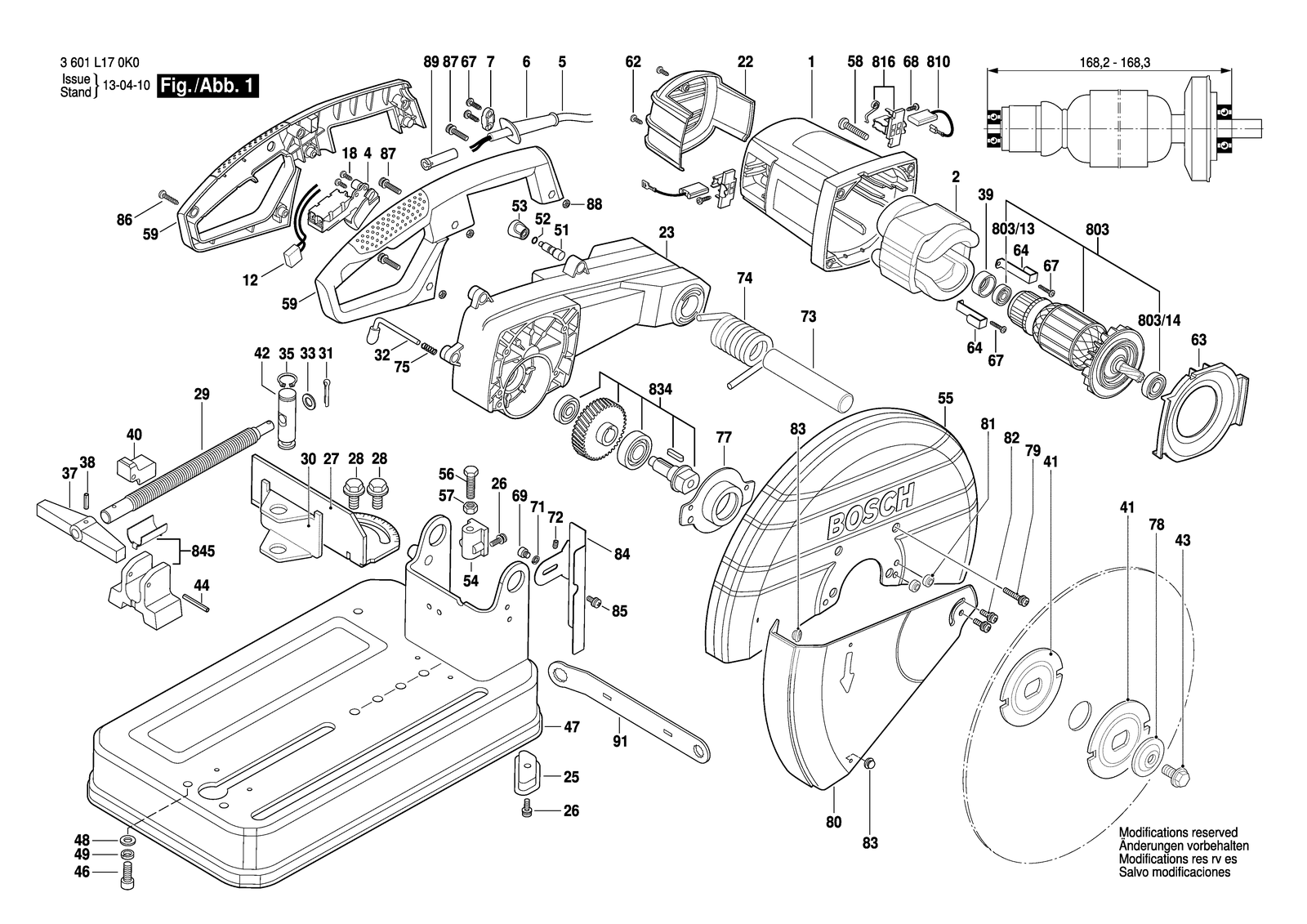 Bosch GCO 2000 parts diagram, sheet 1