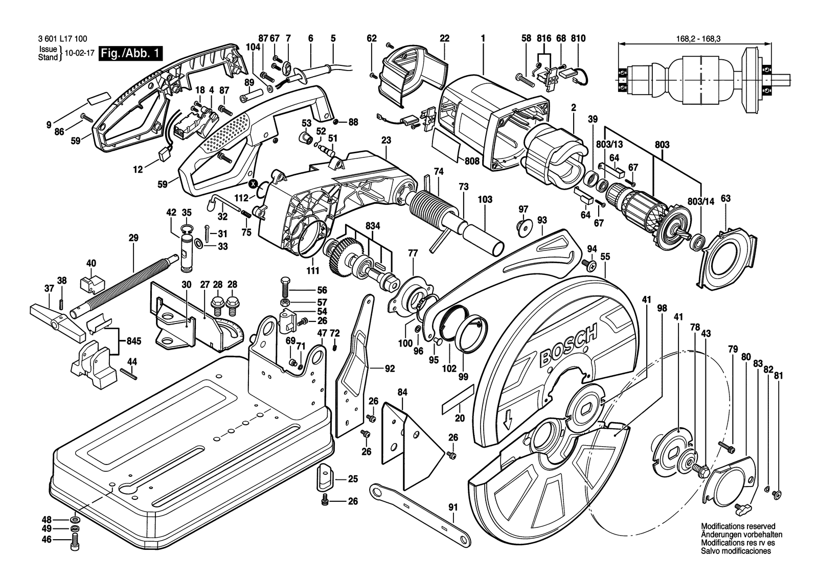 Bosch GCO 2000 parts diagram, sheet 1