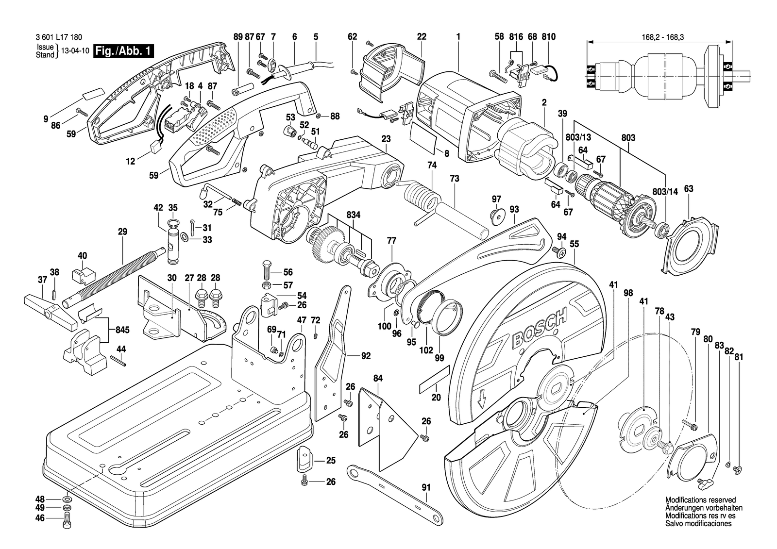 Bosch GCO 2000 parts diagram, sheet 1