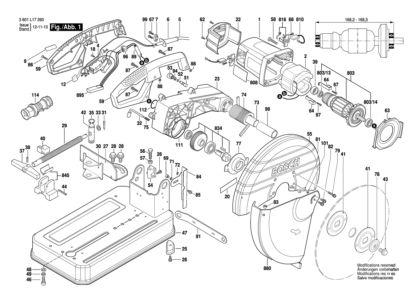 Bosch GCO 2000 parts diagram, sheet 1