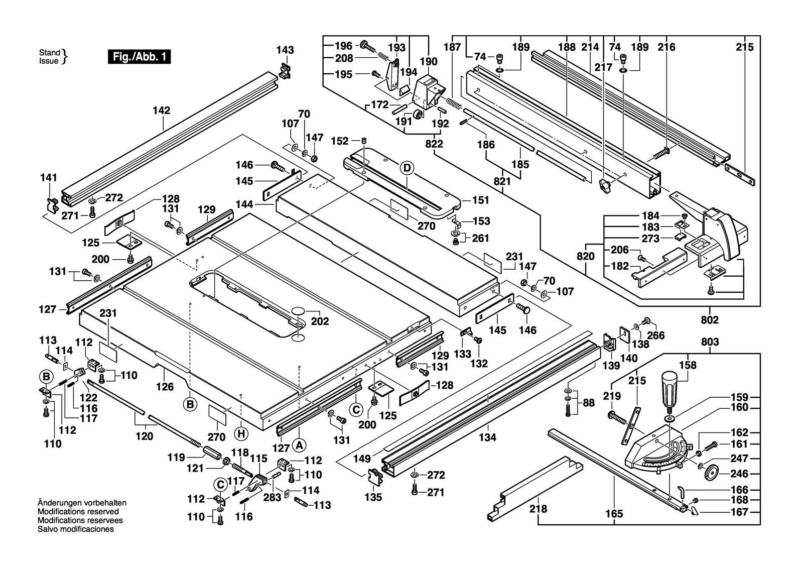 Bosch GTS 10 parts diagram, sheet 1