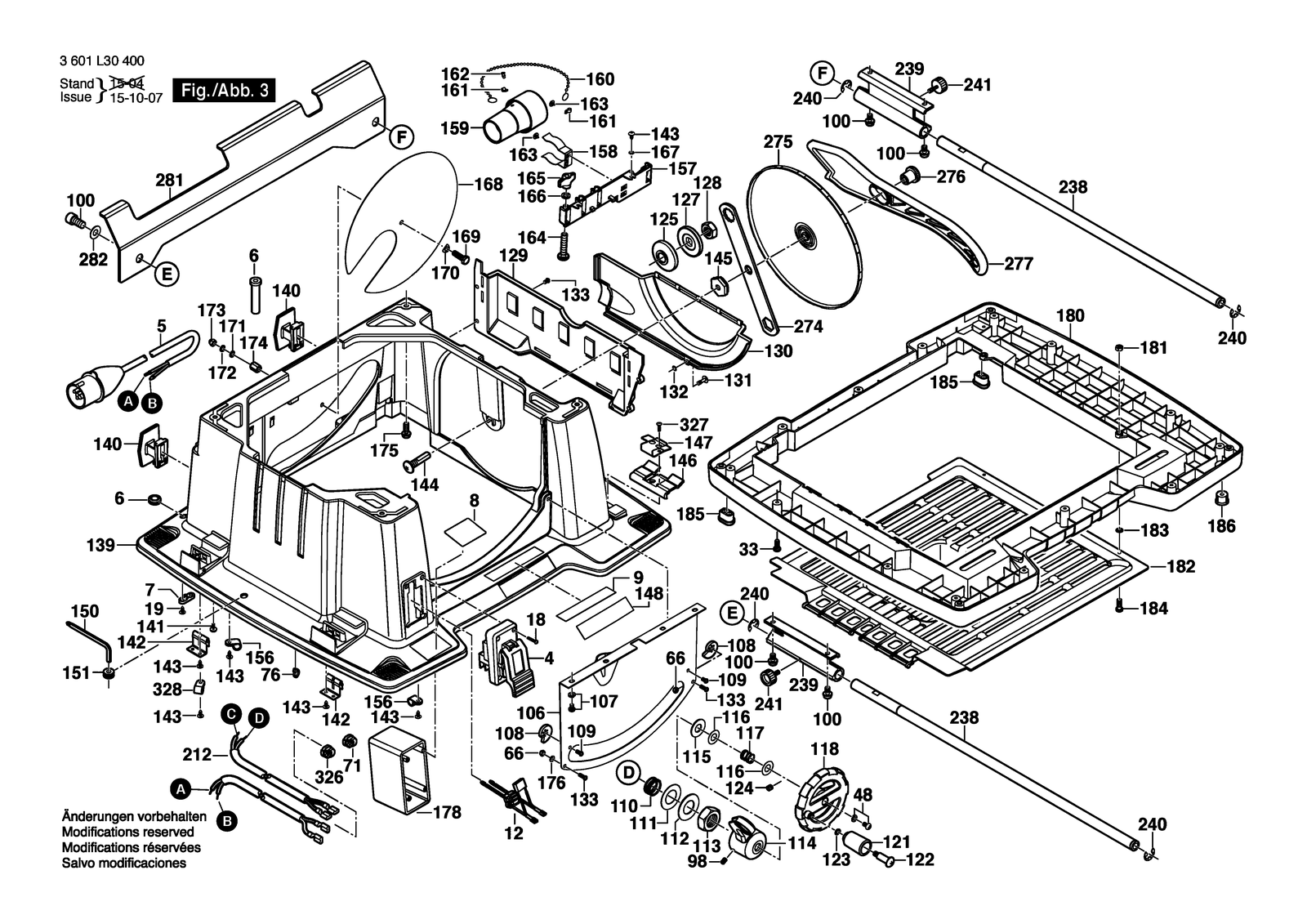 Bosch GTS 10 XC parts diagram, sheet 3