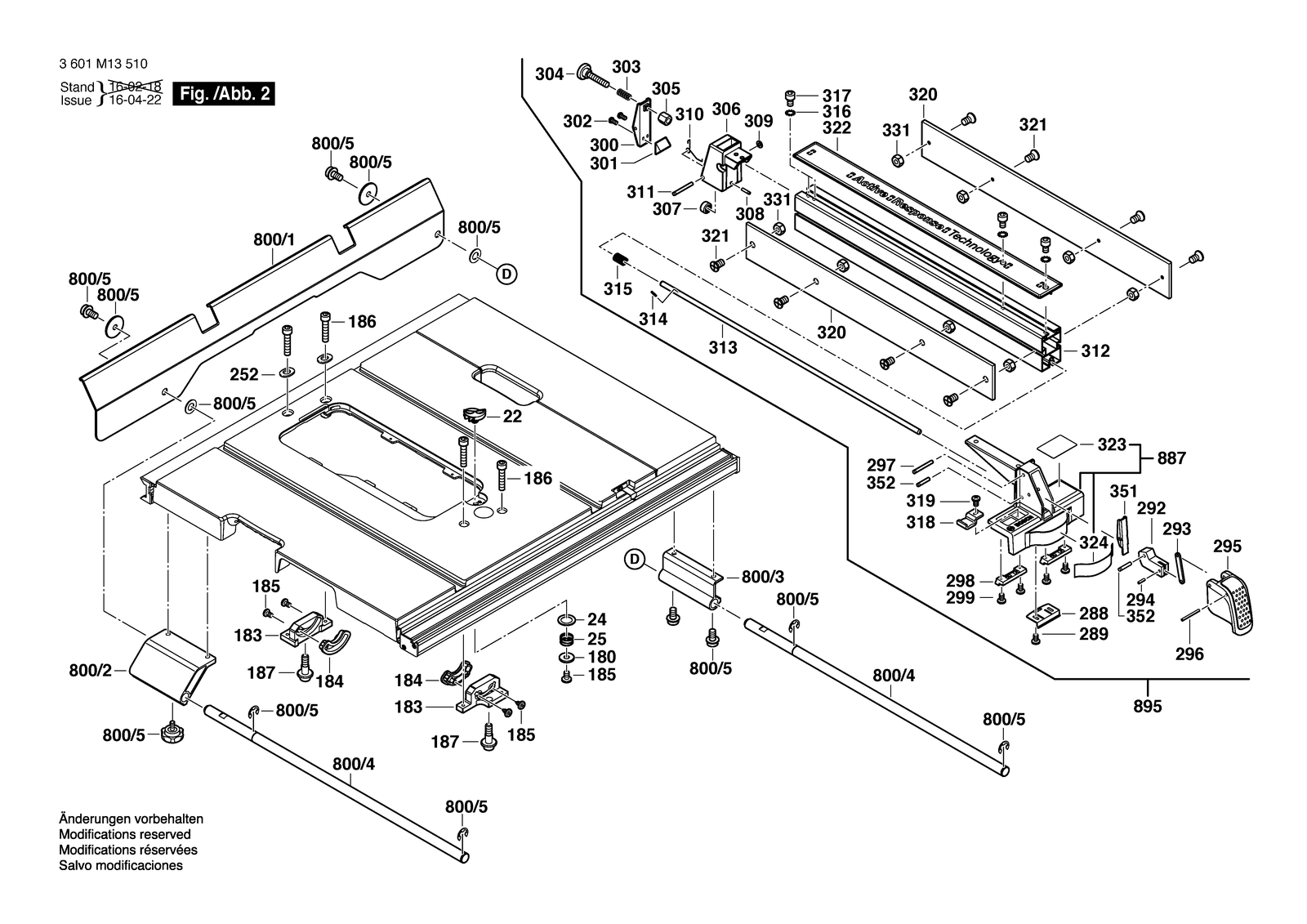 Bosch GTS 1041A-09 parts diagram, sheet 2