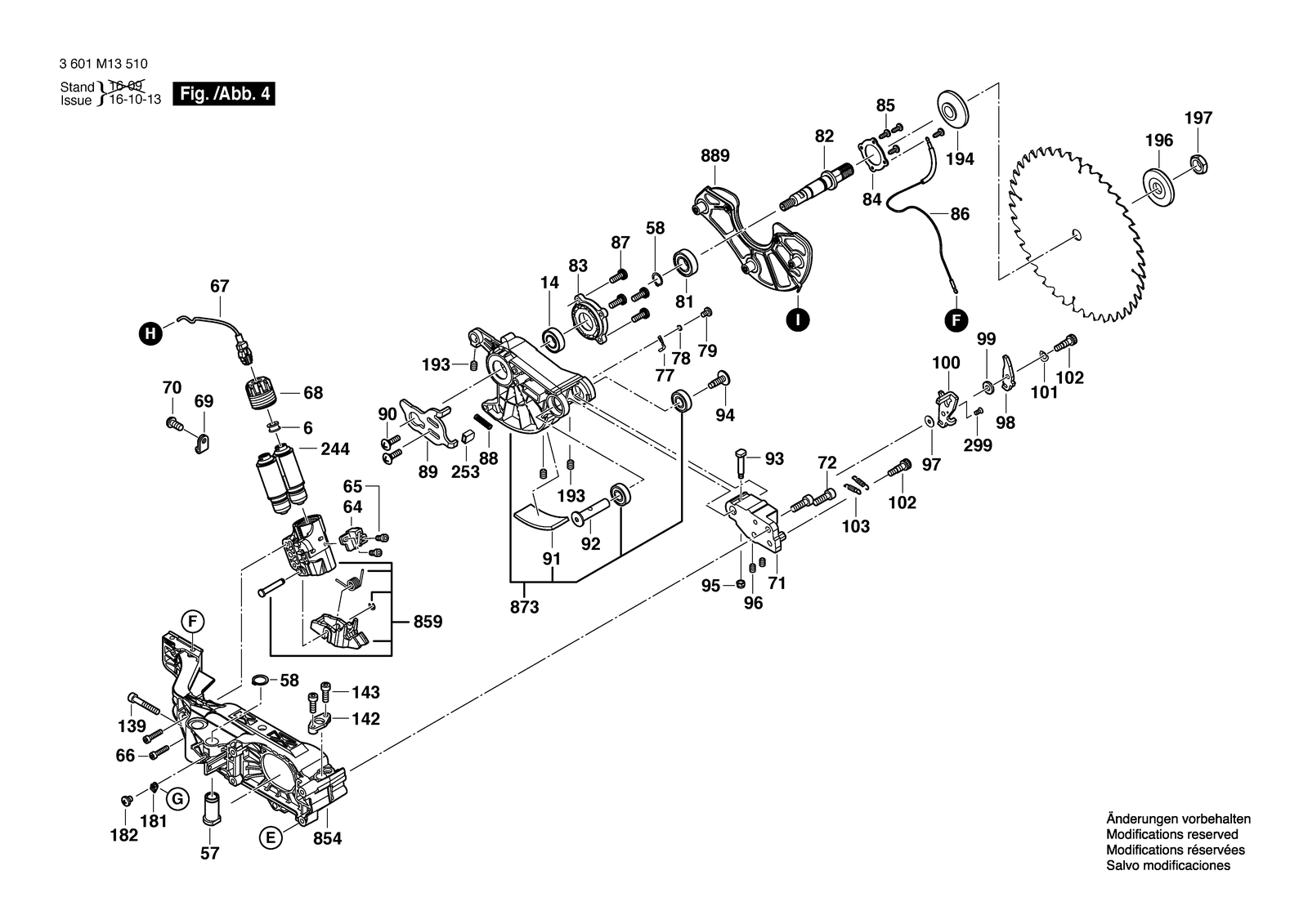 Bosch GTS 1041A-09 parts diagram, sheet 4