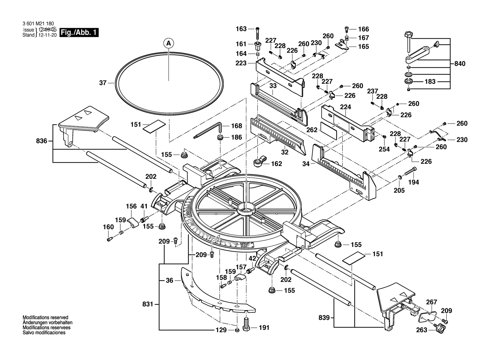 Bosch GCM 12 MX parts diagram, sheet 1