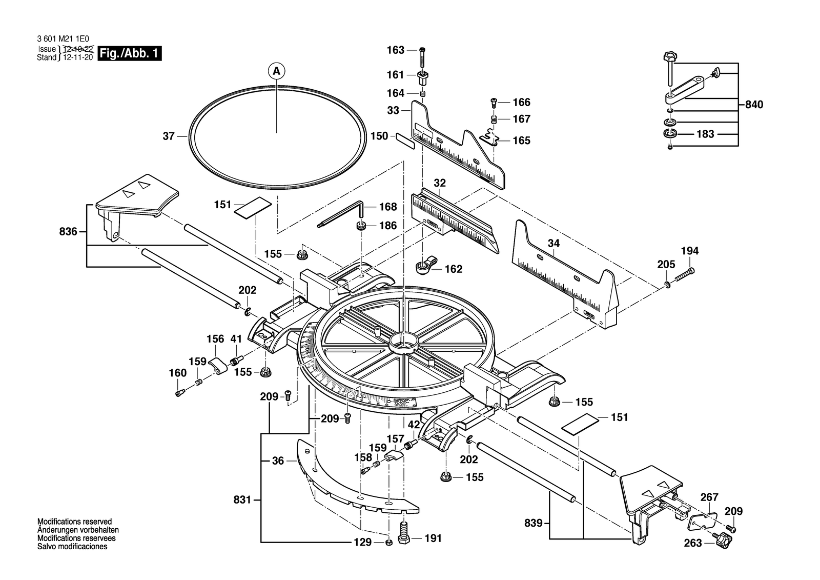 Bosch GCM 12 X parts diagram, sheet 1