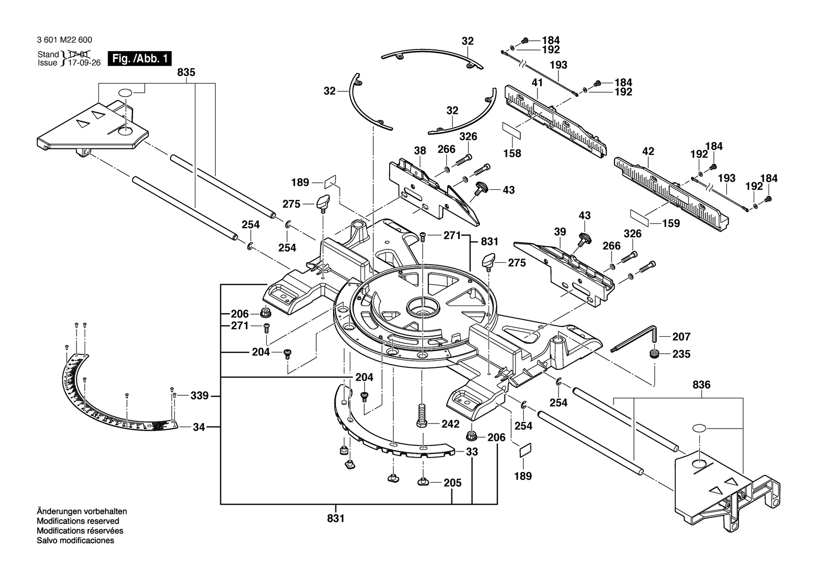 Bosch GCM 350-254 parts diagram, sheet 1