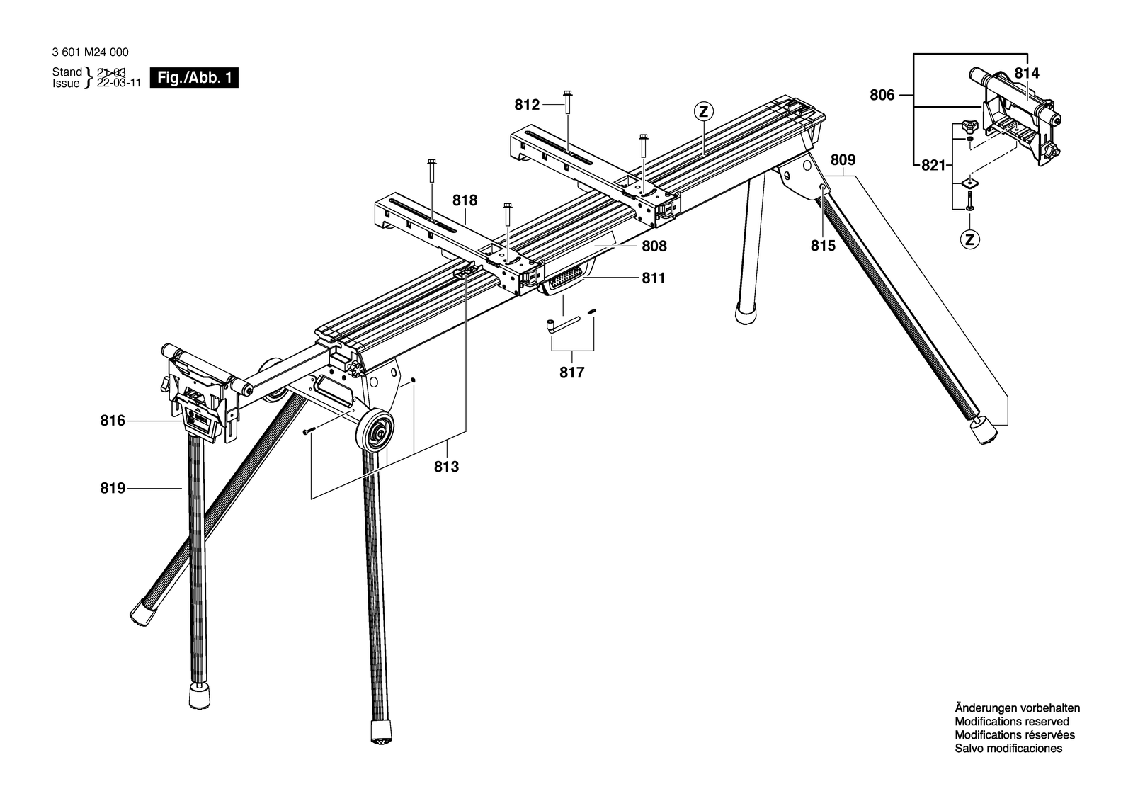 Bosch GTA 3800 parts diagram, sheet 1