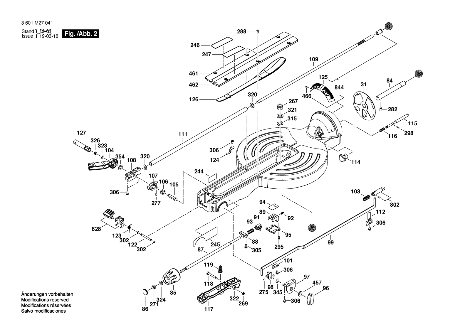 Bosch GCM 10 GDJ parts diagram, sheet 2