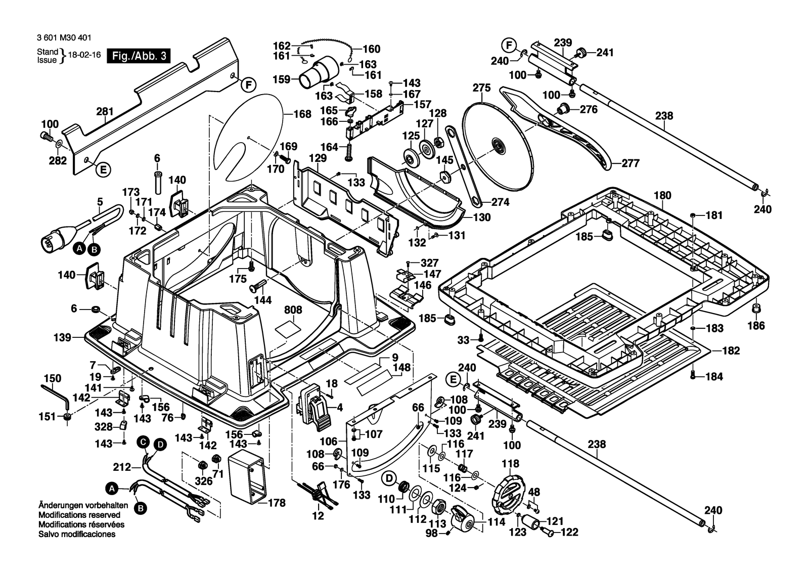 Bosch GTS 10 XC parts diagram, sheet 3