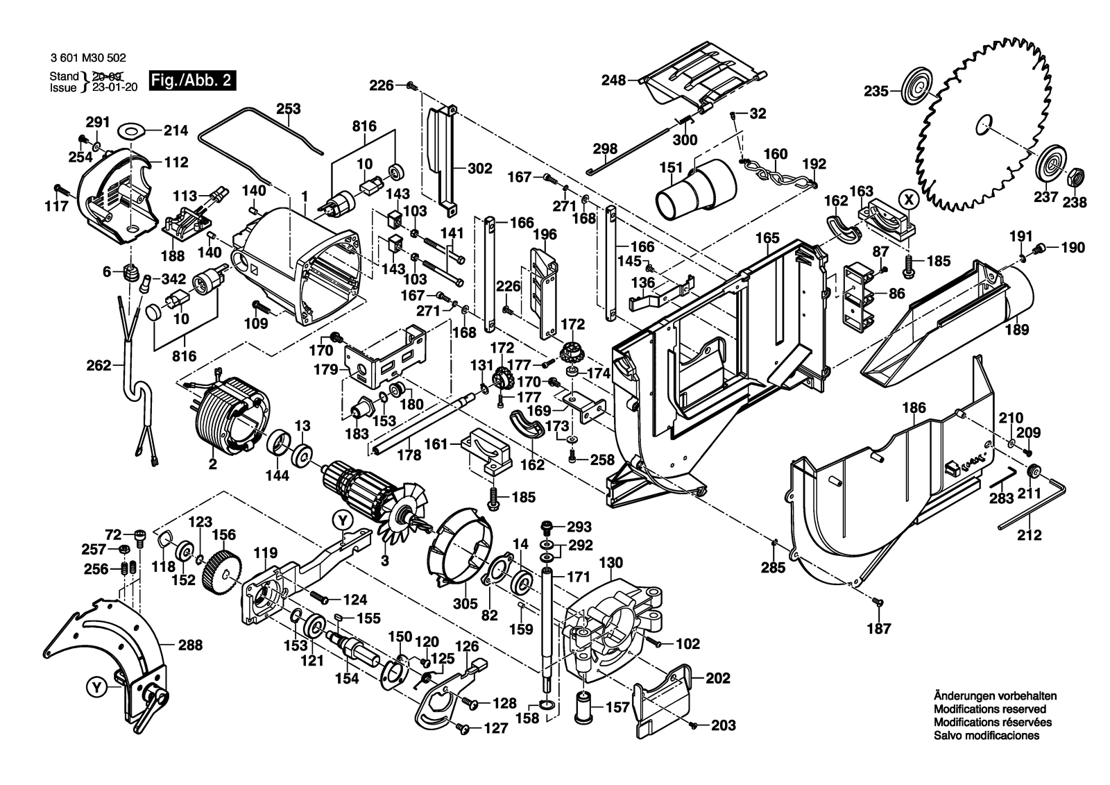 Bosch GTS 10 J parts diagram, sheet 2