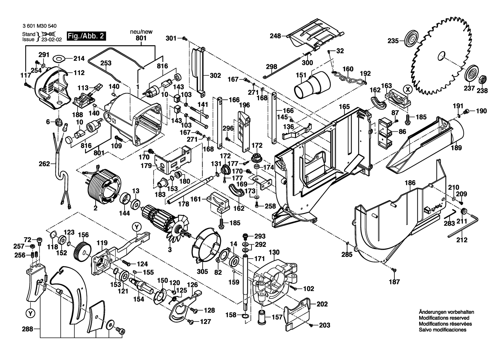 Bosch GTS 10 J parts diagram, sheet 2