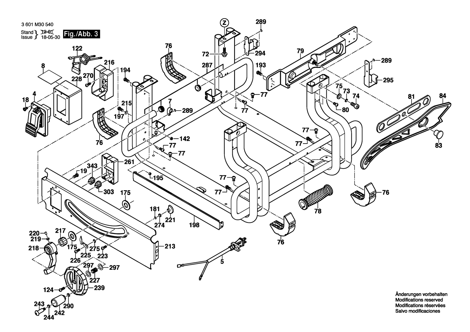 Bosch GTS 10 J parts diagram, sheet 3