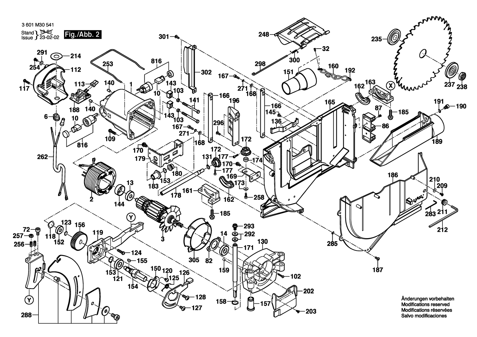 Bosch GTS 10 J parts diagram, sheet 2