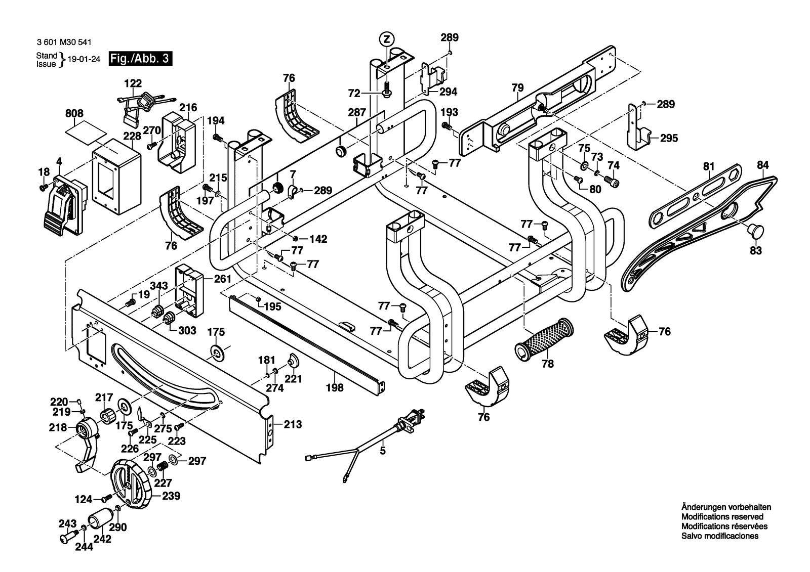 Bosch GTS 10 J parts diagram, sheet 3