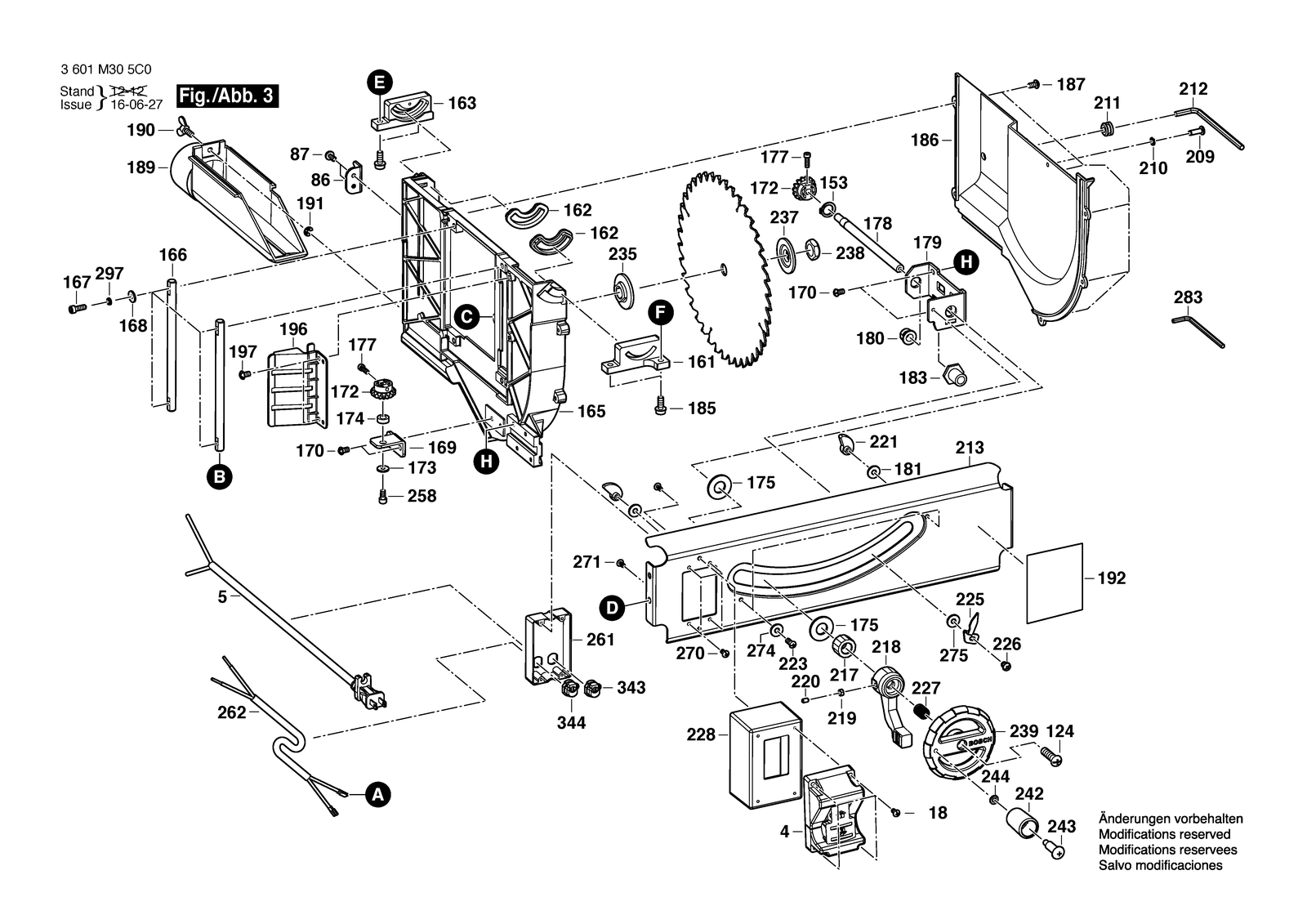 Bosch GTS 1031 parts diagram, sheet 3