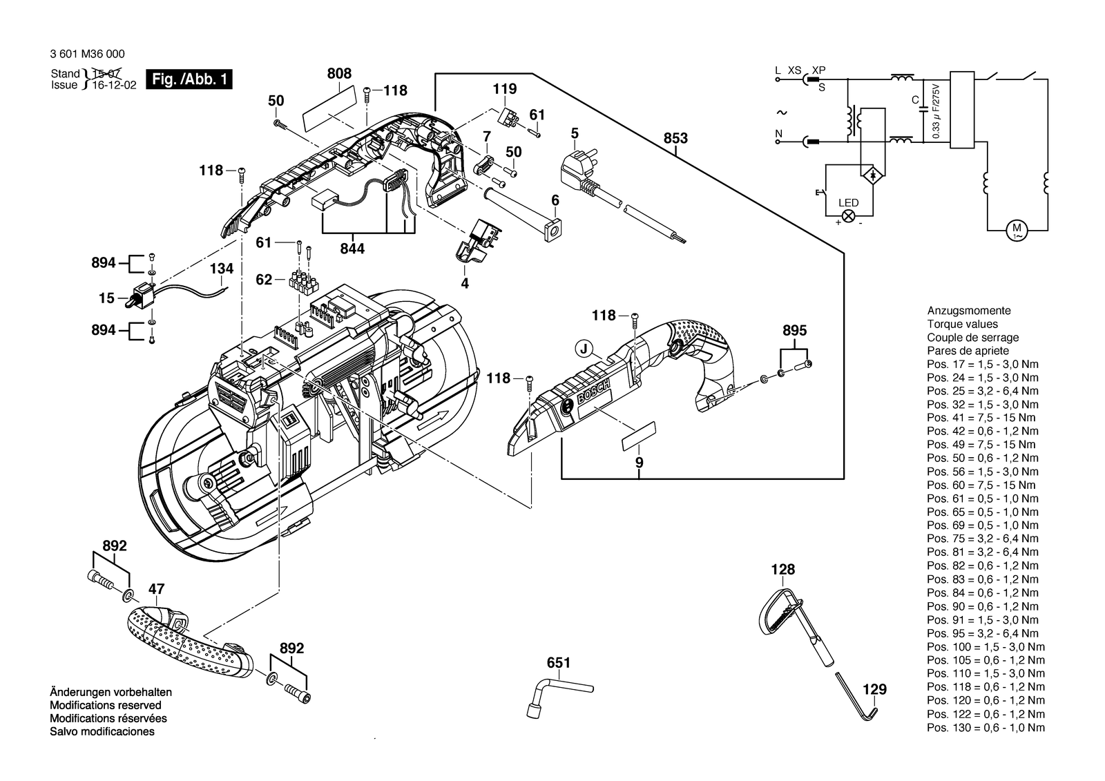 Bosch GCB 120 parts diagram, sheet 1