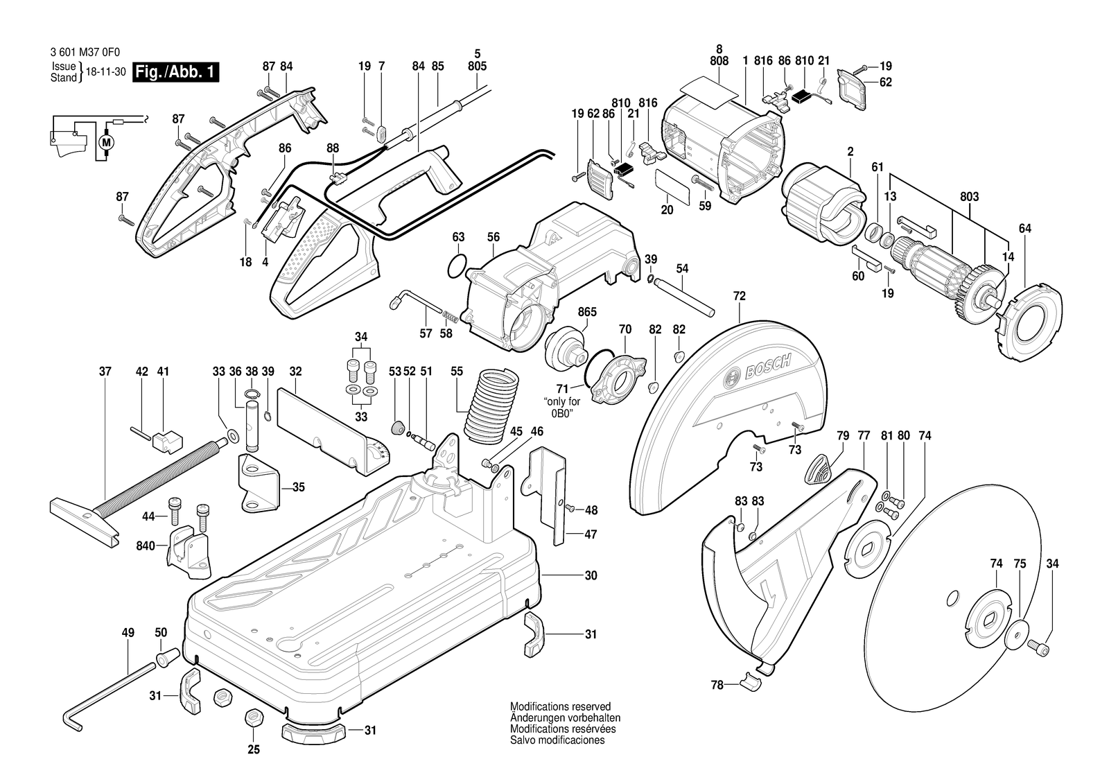 Bosch GCO 200 parts diagram, sheet 1