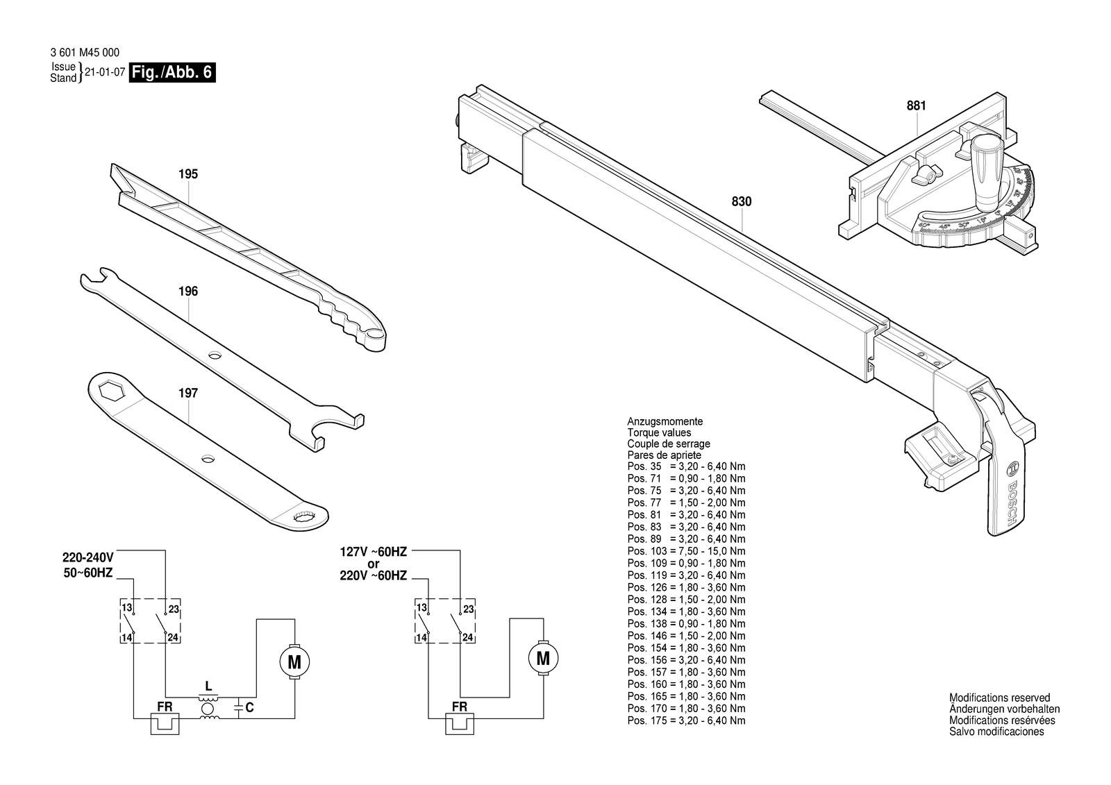 Bosch GTS 254 parts diagram, sheet 6