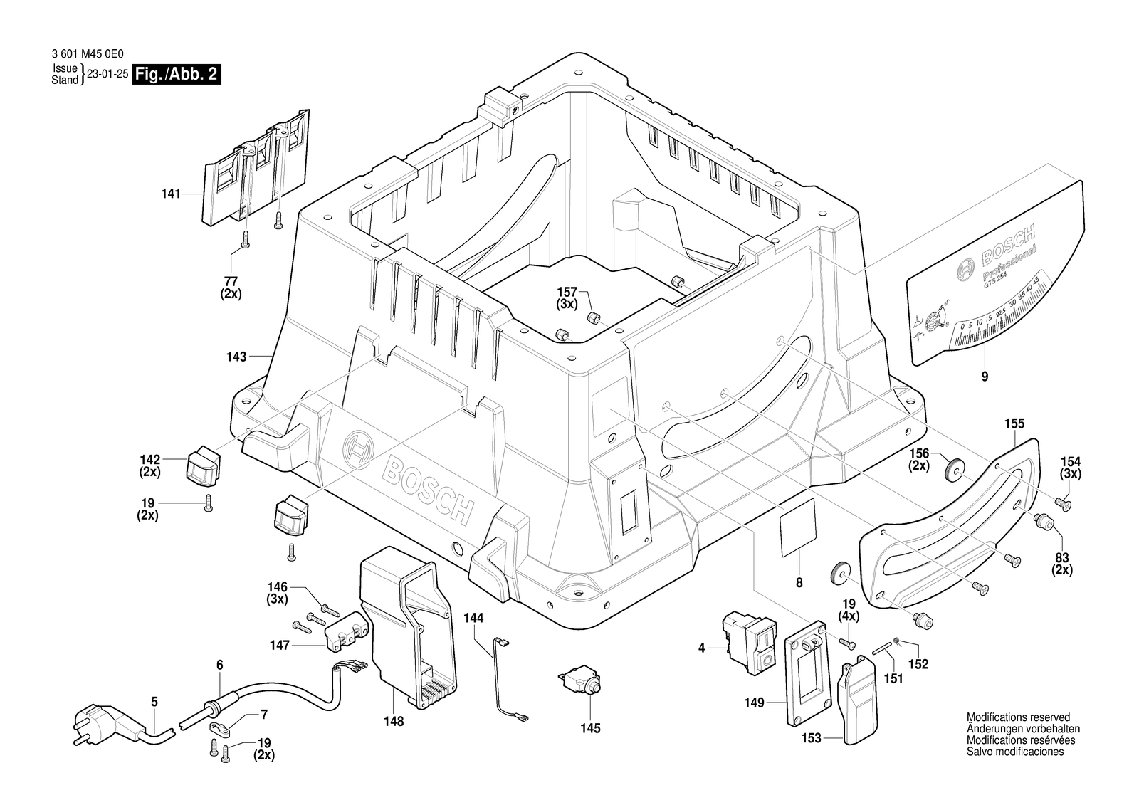 Bosch GTS 254 parts diagram, sheet 2
