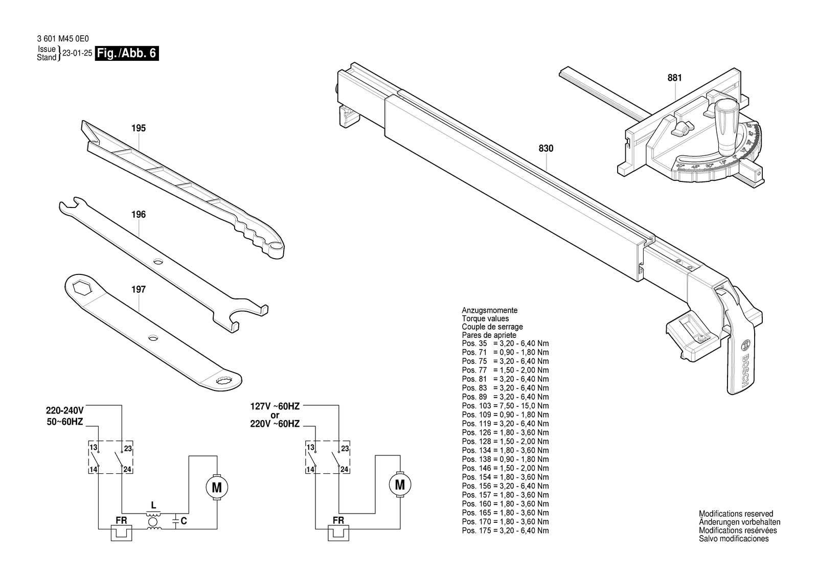 Bosch GTS 254 parts diagram, sheet 6