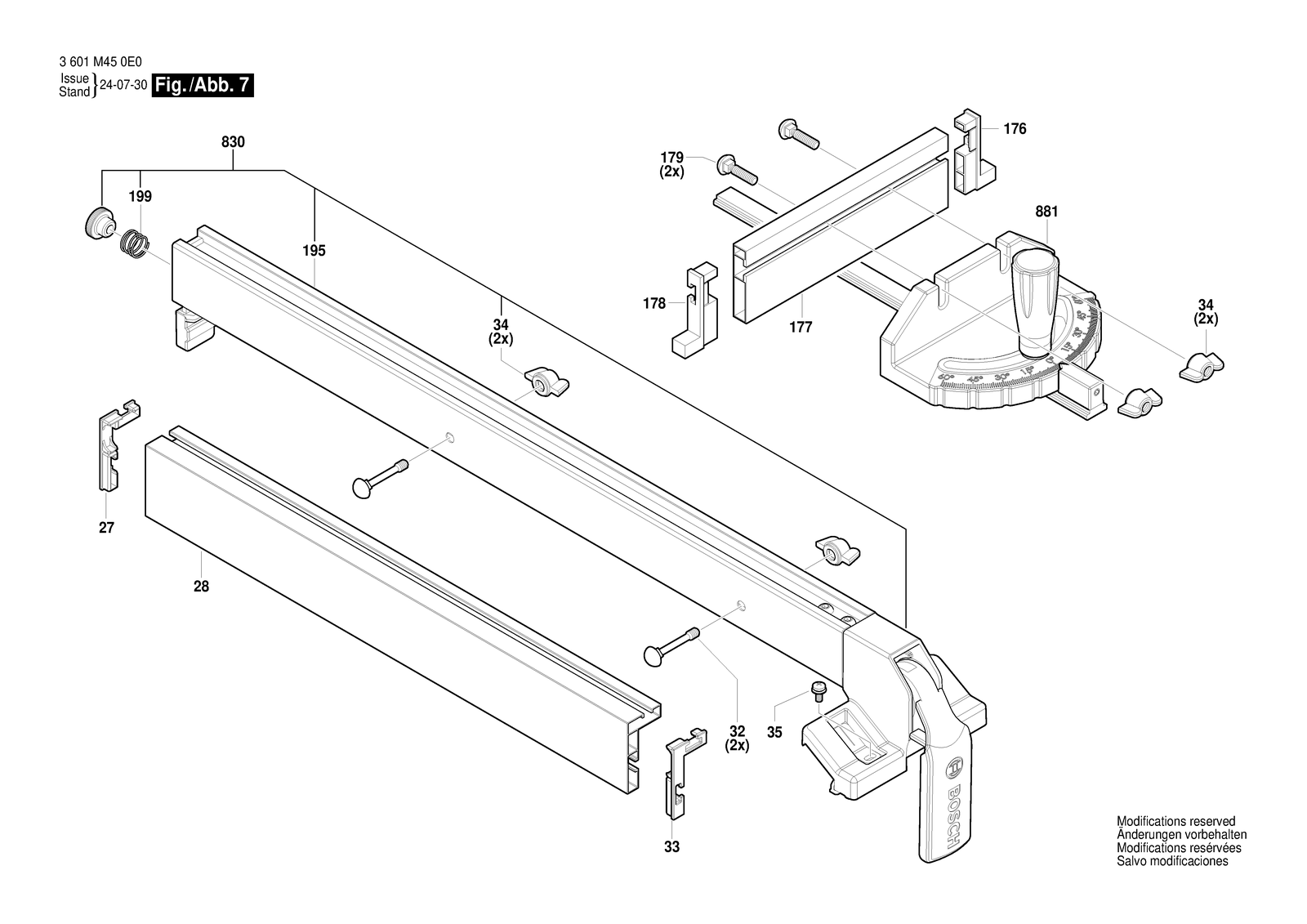Bosch GTS 254 parts diagram, sheet 7